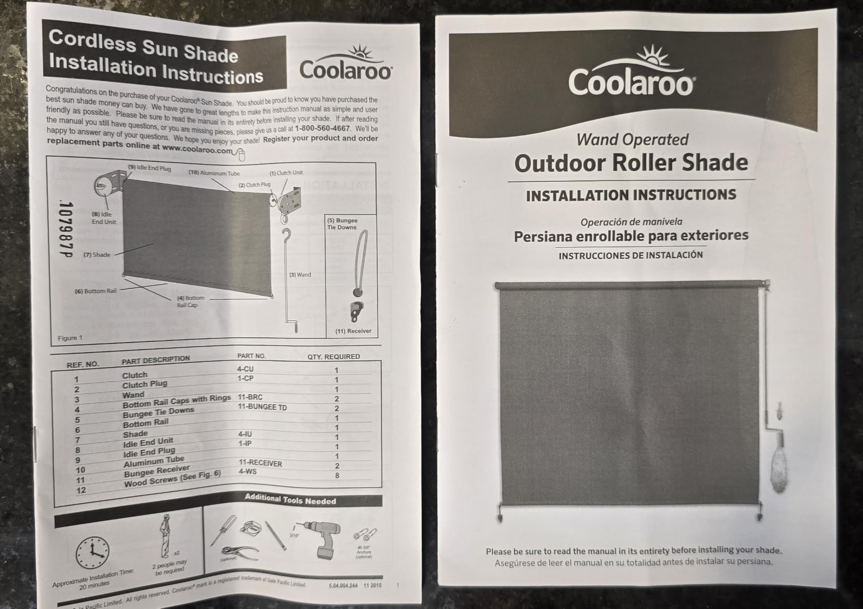 Coolaroo Outdoor Roller Shade with Wand - 95% UV Block Breathable Light Filtering Shade for Patio or Porch, Fade-Resistant, Easy-Clean Fabric, 10ft x 8ft, Walnut customer photo 1