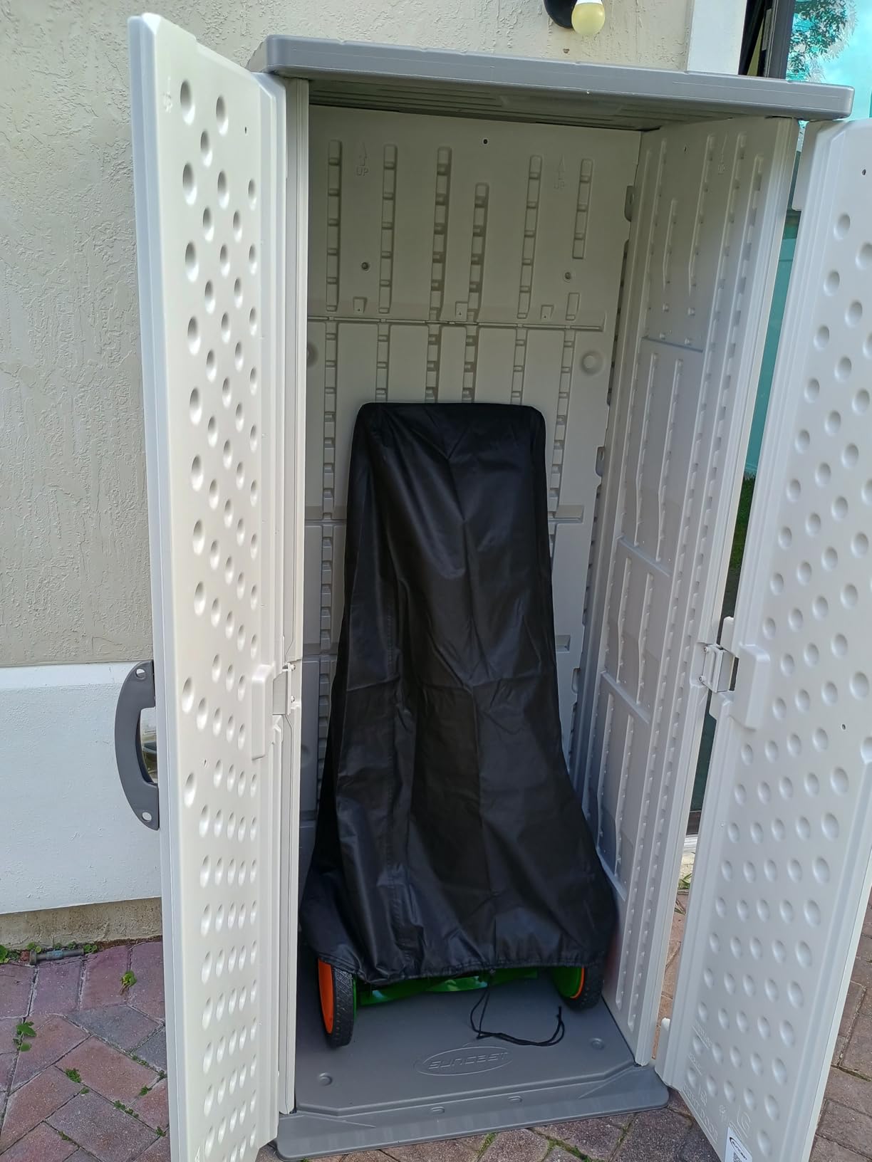 Suncast Vertical Outdoor Storage Shed with All-Weather Construction, Vanilla customer photo 1