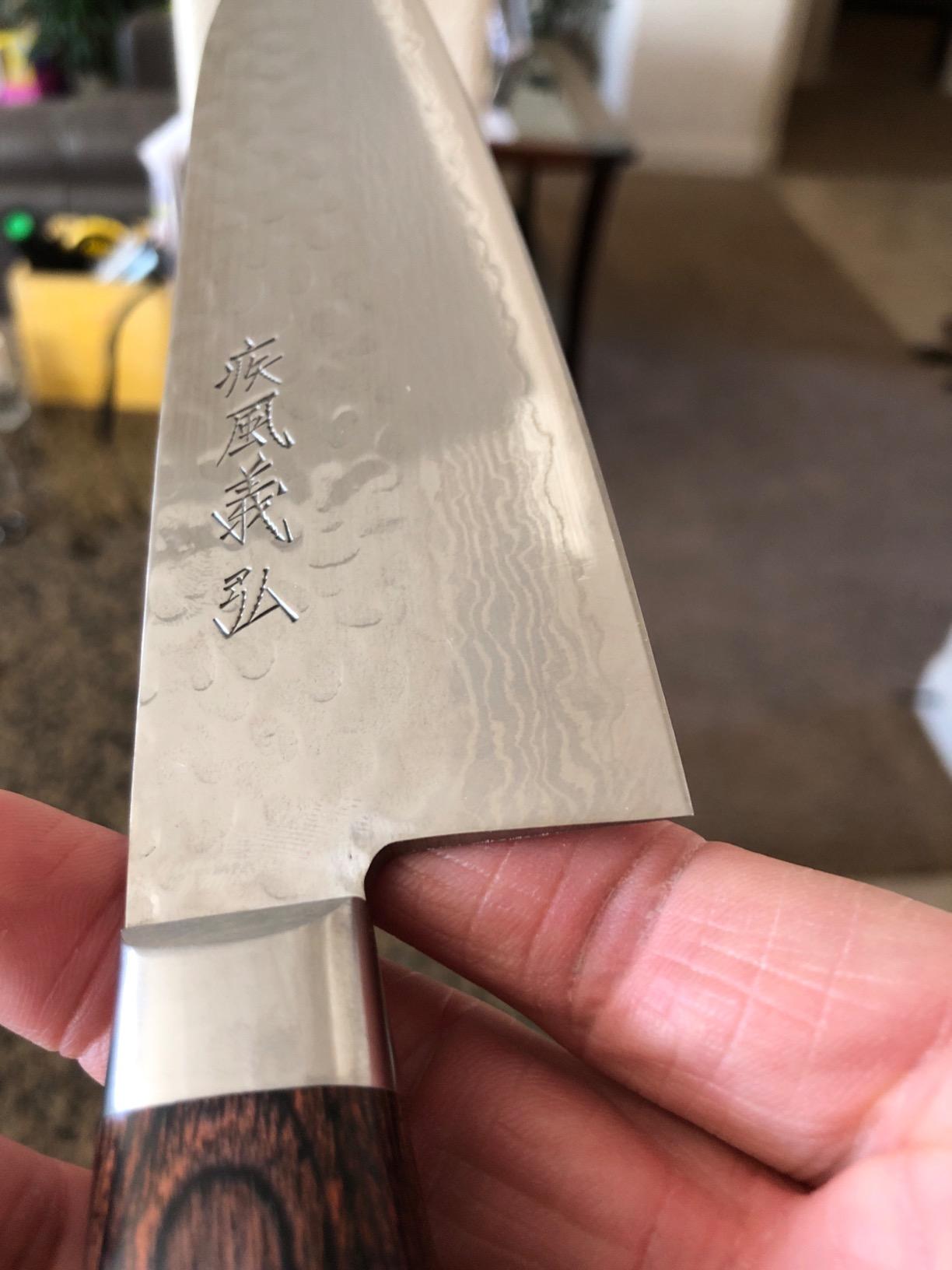 Yoshihiro VG10 16 Layer Hammered Damascus Stainless Steel Petty Utility Knife (5.3'' (135mm)) customer photo 2