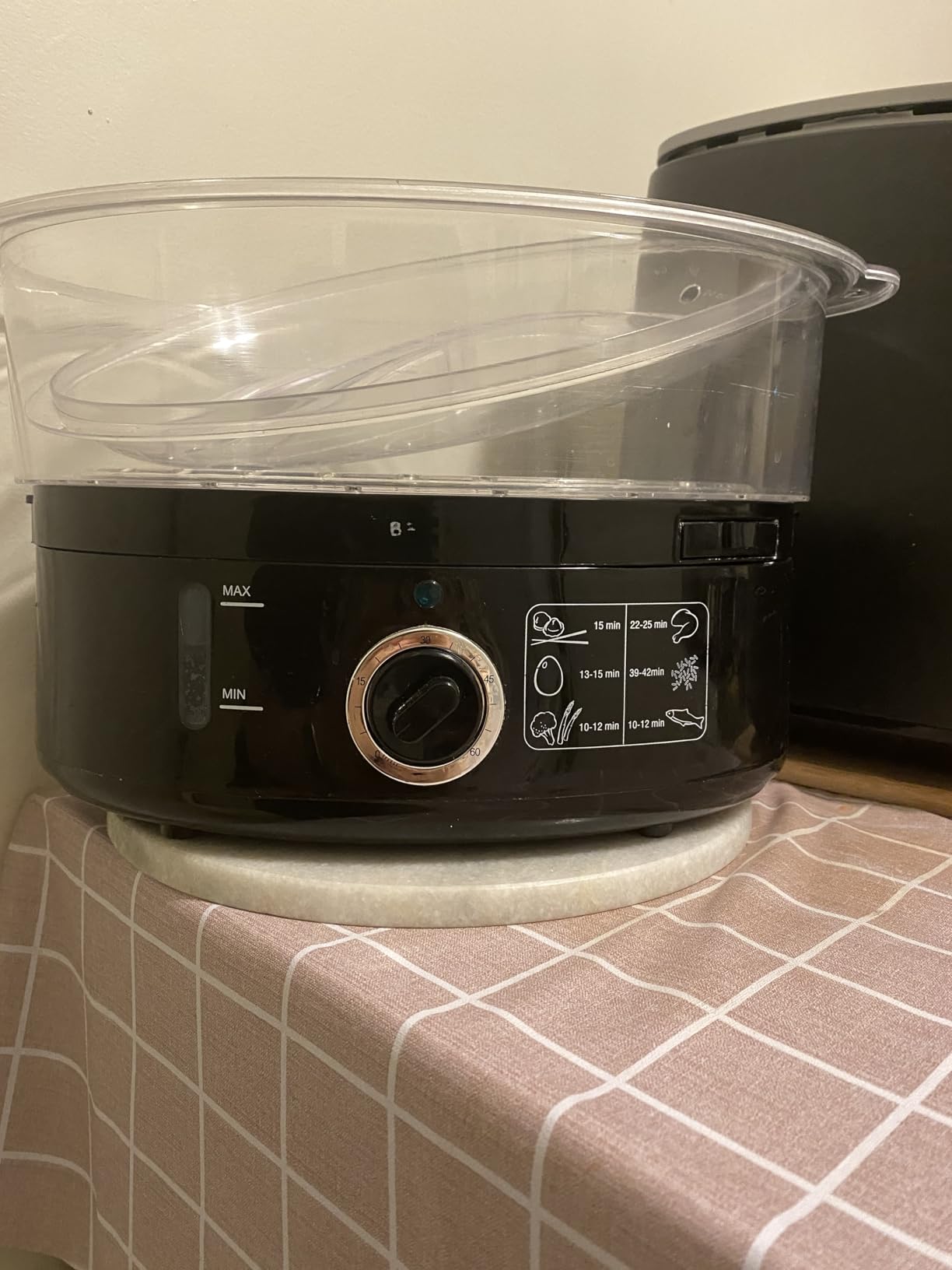BELLA Two Tier Food Steamer with Stackable Baskets & Removable Base for Fast Simultaneous Cooking - Auto Shutoff & Boil Dry Protection, 7.4 QT, Black customer photo 2