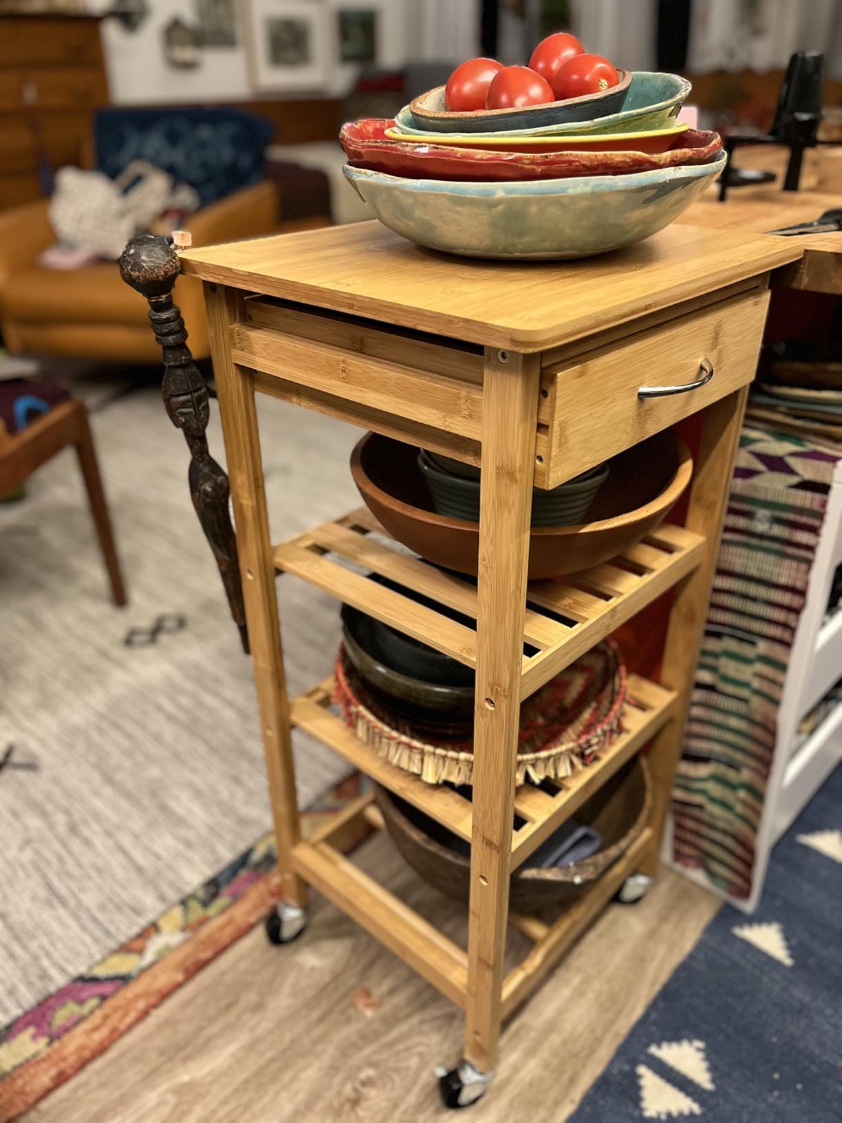 Oceanstar Design Group Bamboo Kitchen Trolley, Natural customer photo 1