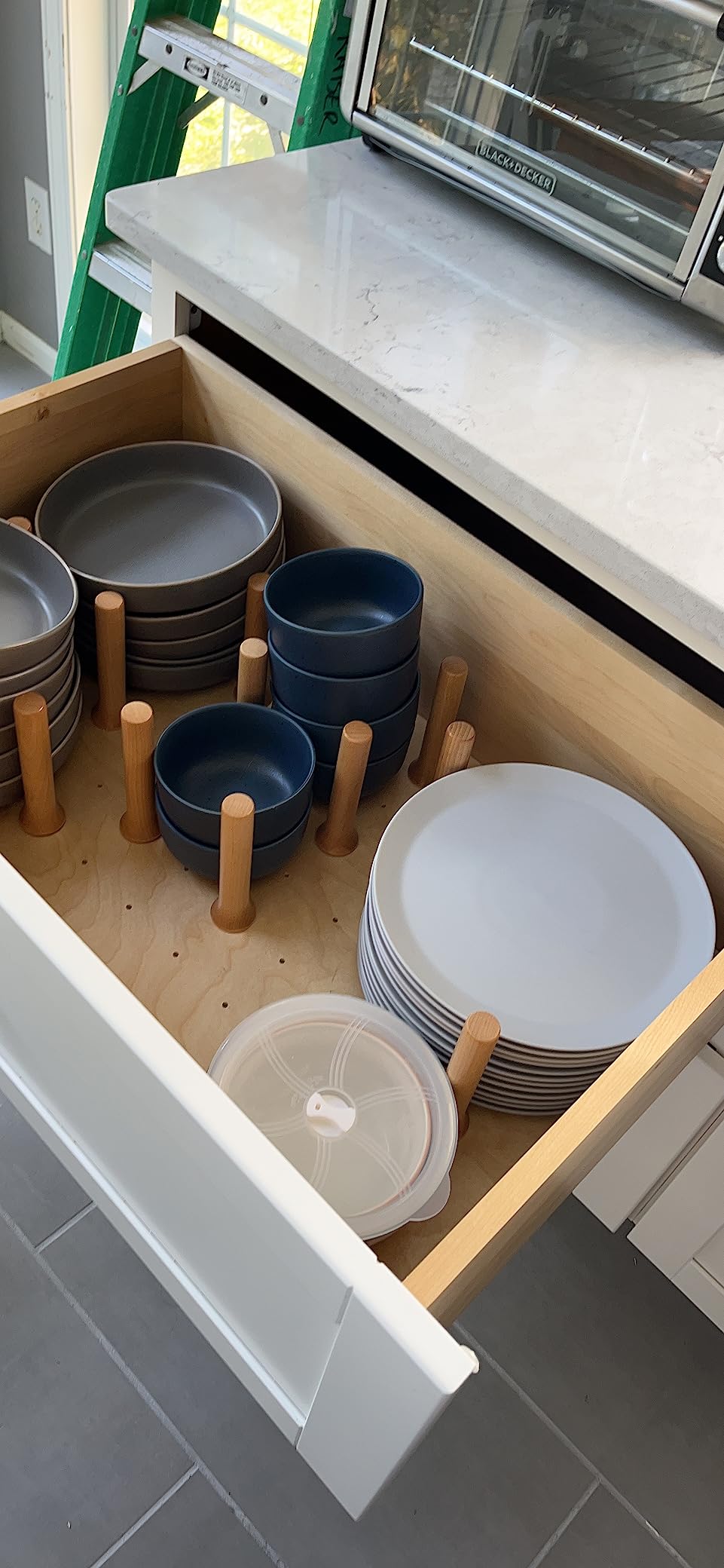Rev-A-Shelf Trimmable Pegboard Drawer Divider Organizer | Trim to Custom Fit Wooden Kitchen Cabinet Storage Utensil, Pots & Dish Rack, 30.25 x 21.25, 4DPS-3021 customer photo 2