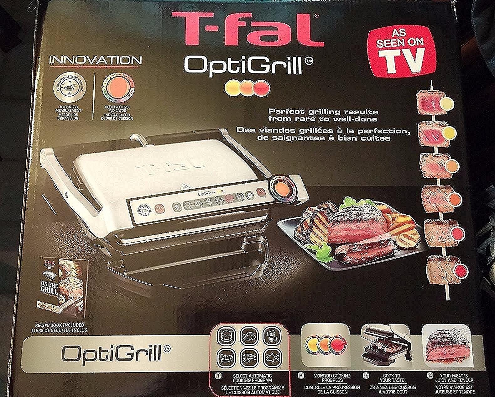 T-Fal OptiGrill Indoor Panini Press Grill with 6 Cooking Programs | Smart sensor adjusts cook time, Removable nonstick plates, Up to 44% fat reduction, Sandwich maker and griddle, Recipe book customer photo 1