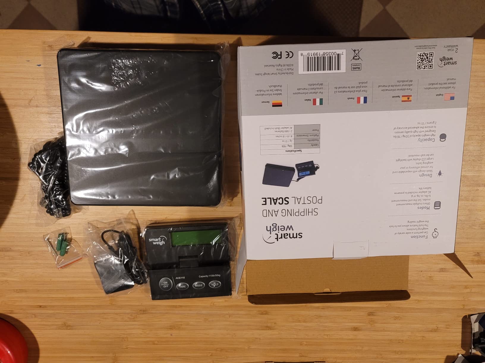 Smart Weigh Digital Postal Shipping Scale, 110lb/50kg to 0.1oz/2g Precision, Hold Function, Separate Wall-Mount Screen, AC Adapter & Batteries Included customer photo 2
