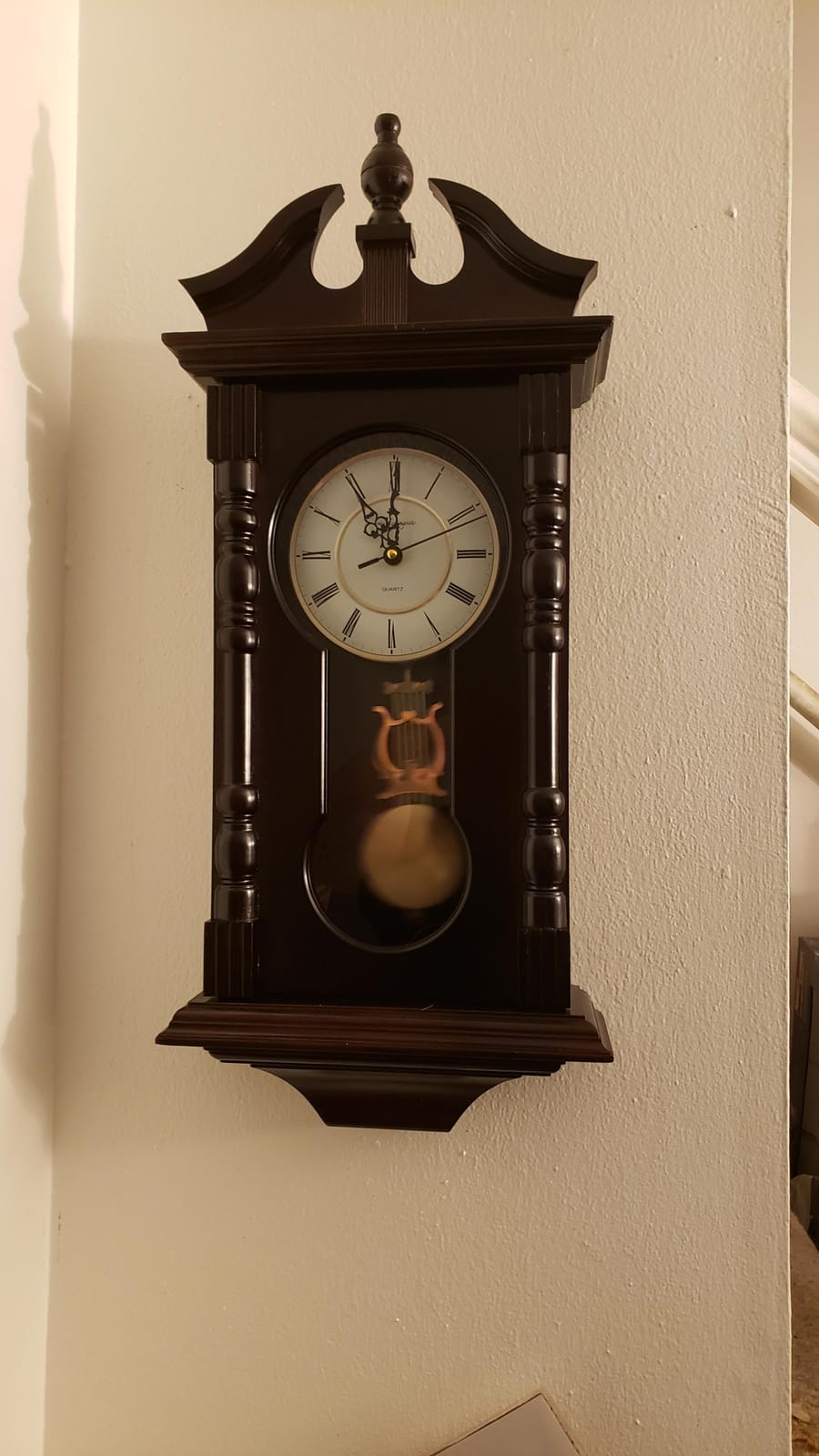 Wall Clocks: Grandfather Wood Wall Clock with Chime. Pendulum Wood Traditional Clock. Makes a Great Housewarming or Birthday Gift Wall Clock Chimes Every Hour with Westminster Melody customer photo 1