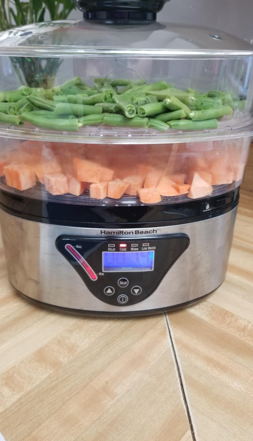 Hamilton Beach Digital Electric Food Steamer & Rice Cooker for Quick, Healthy Cooking for Vegetables and Seafood, Stackable Two-Tier Bowls, 5.5 Quart, Black & Stainless Steel customer photo 2