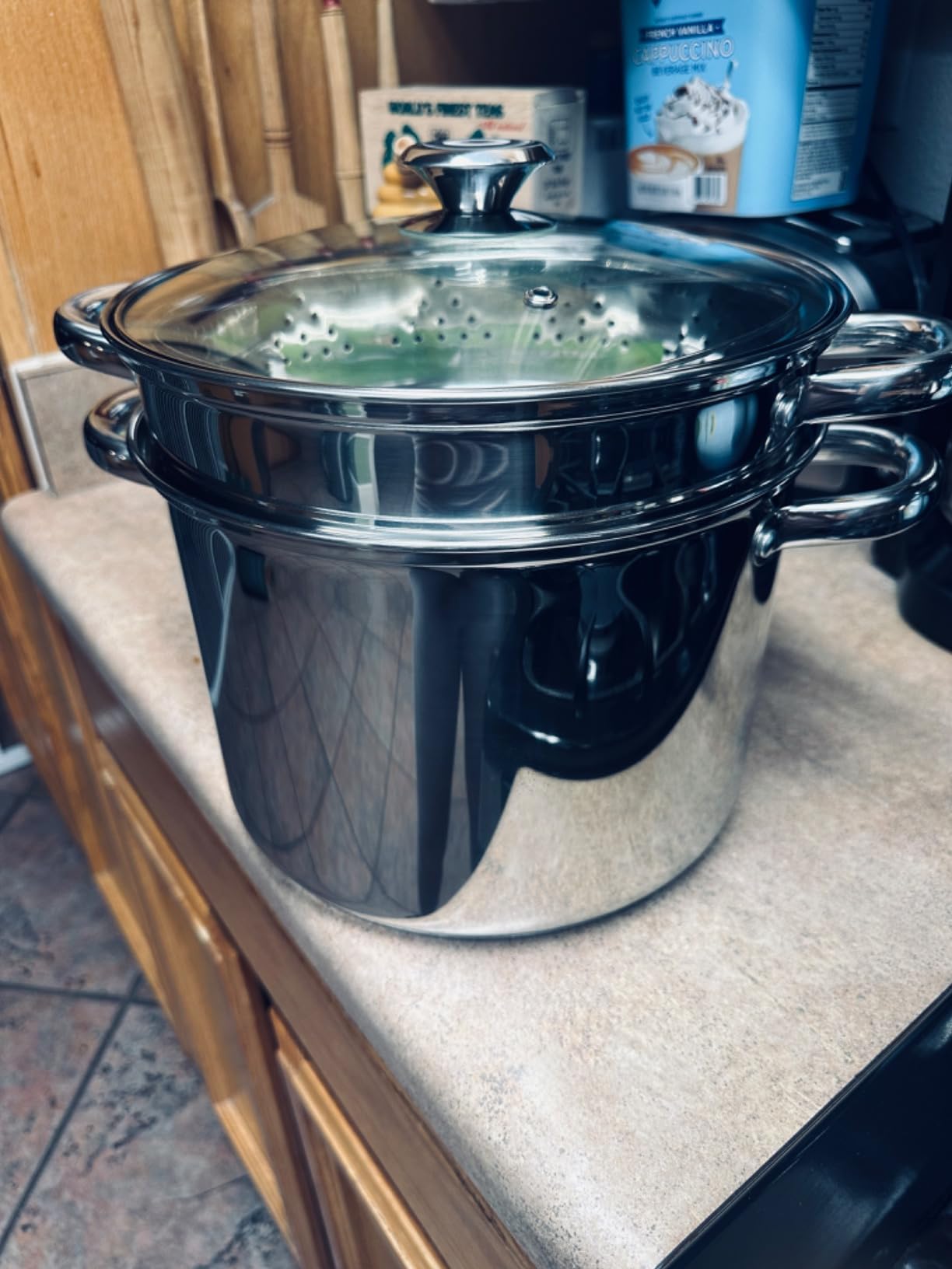Cook N Home 8 Quart Stainless Steel Pasta Pot with Strainer Lid 3-in-1 Pots | Steamer Basket, Pasta Strainer, Stock Pot with Lid - Pasta Cooker Induction Compatible, Dishwasher & Oven Safe customer photo 1