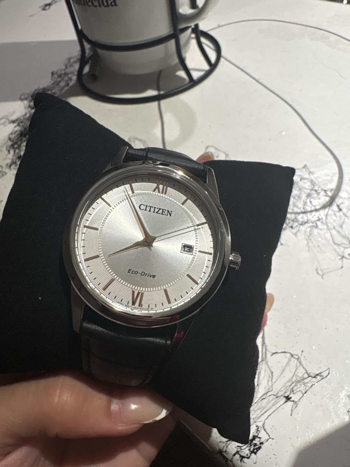 Men's Classic Eco-Drive Leather Strap Watch, 3-Hand Date customer photo 1