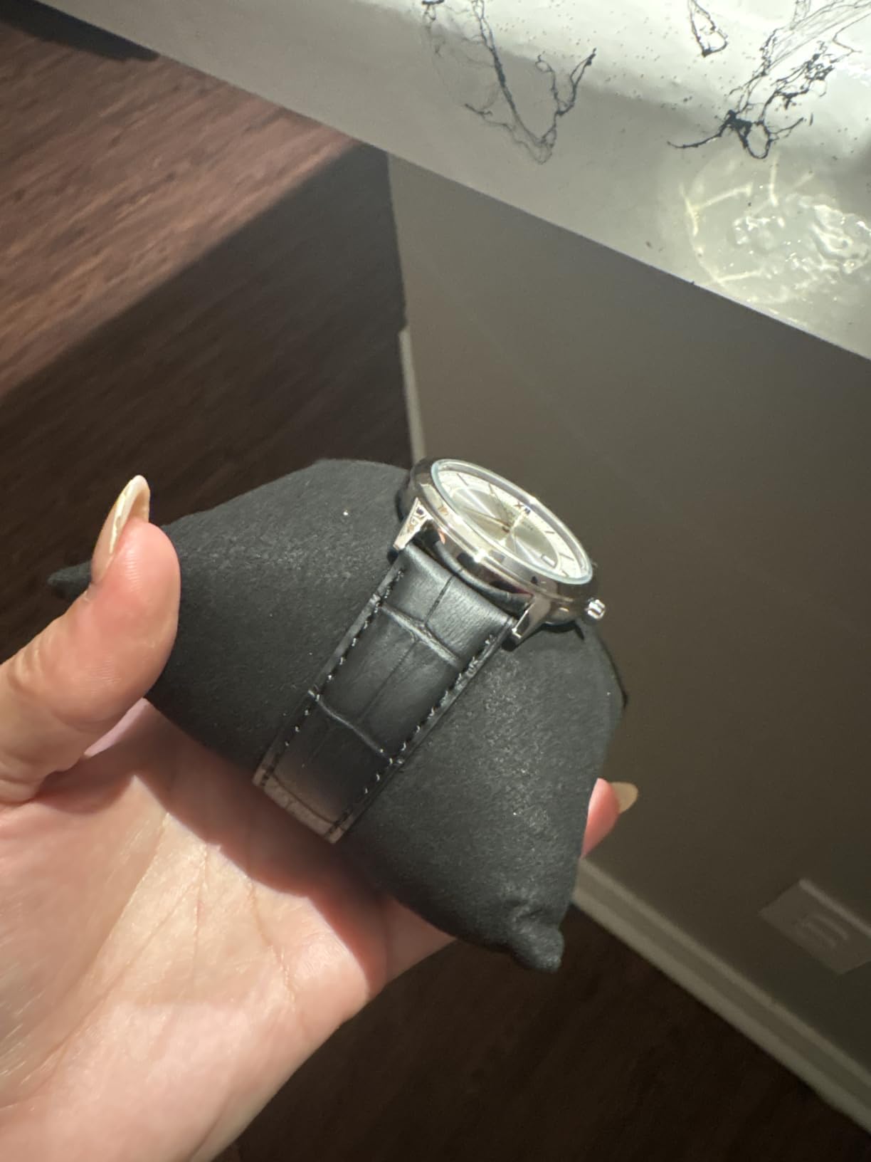 Men's Classic Eco-Drive Leather Strap Watch, 3-Hand Date customer photo 2