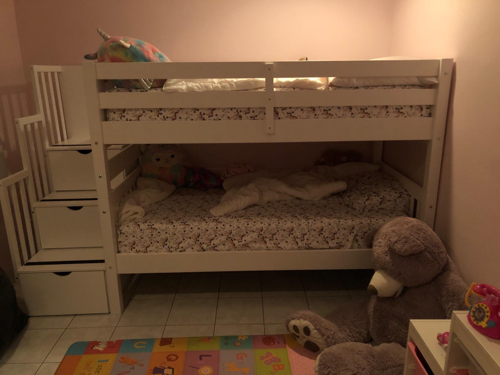 Bedz King Stairway Bunk Beds Twin Over Twin, 3 Step Drawers, 2 Storage Drawers, White customer photo 2