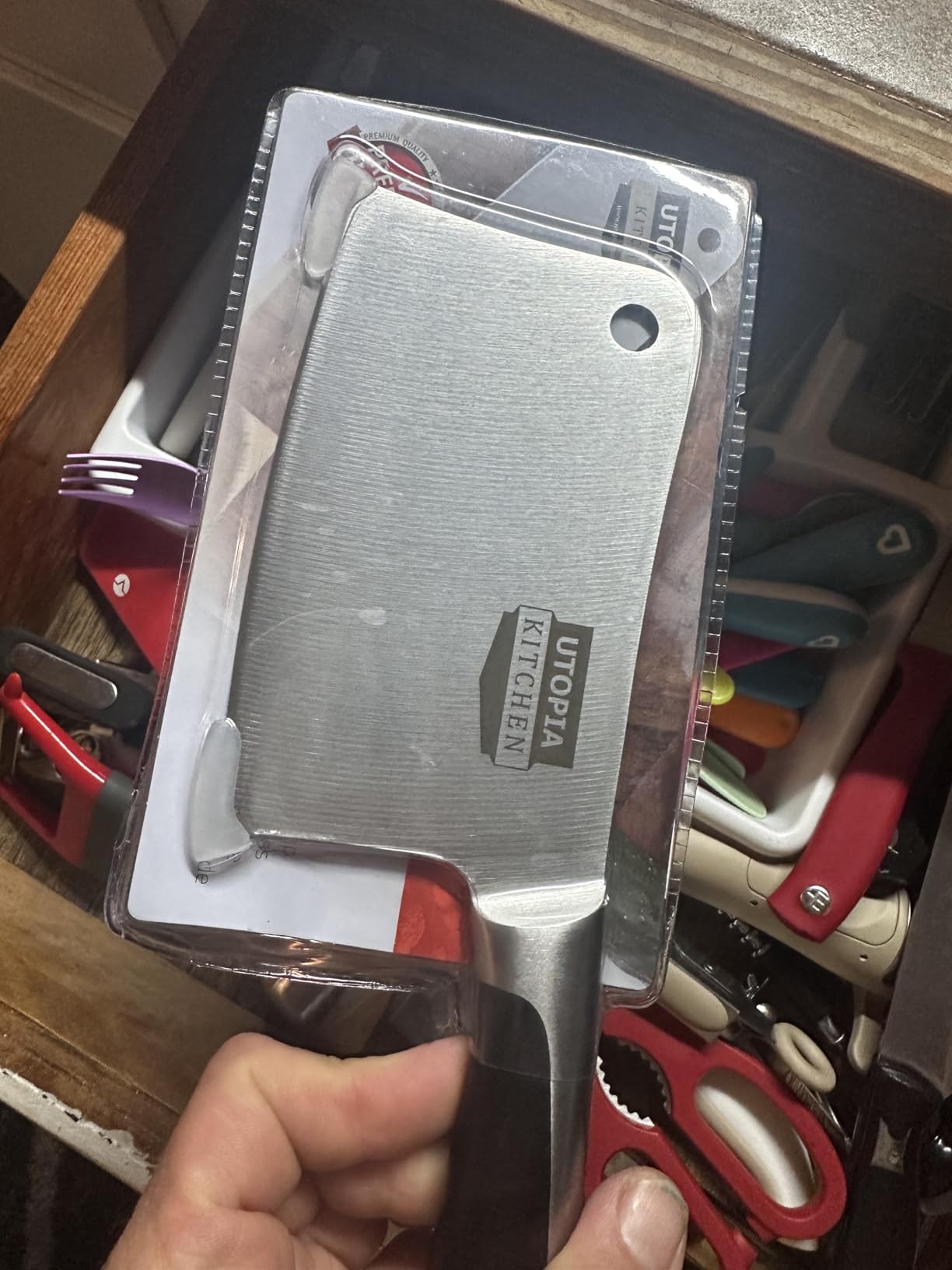 Utopia Kitchen Meat Cleaver Knife 7 Inch Bone Chopper Stainless Steel | Butcher Knife, Vegetable and Bone Chopping, Multipurpose Kitchen Use, Durable Blade, Chef Grade customer photo 1
