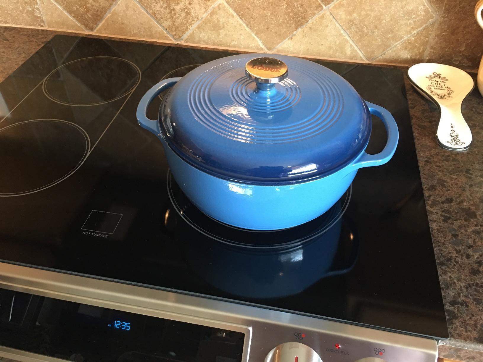 Lodge Essential Enamel Cast Iron Dutch Oven, 6 Quart, Oyster White customer photo 2