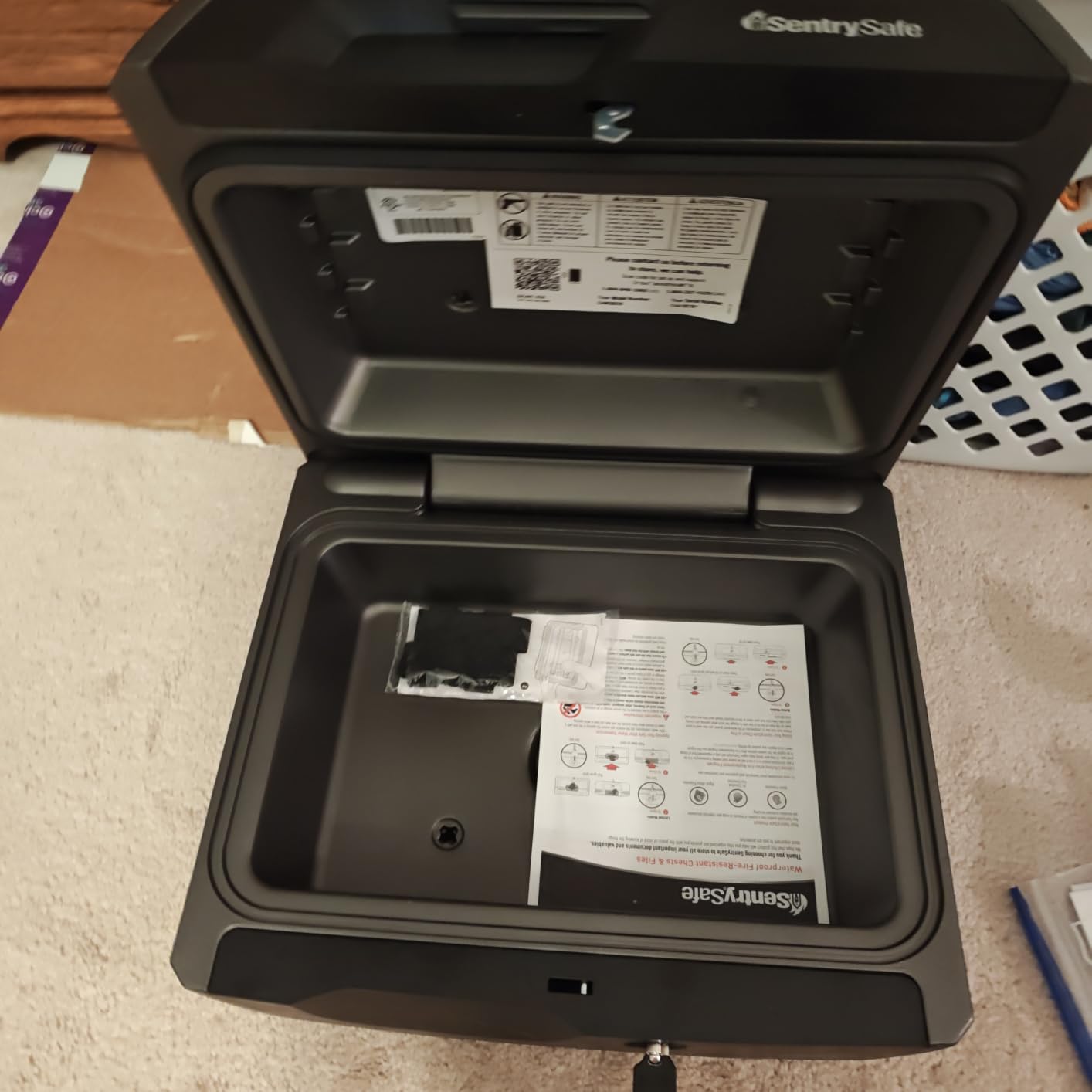SentrySafe Fireproof and Waterproof Document Safe with Key Lock, Lock Box for Cash, Passport, Jewelry, Exterior: 16.5 in W x 14.8 in D x 7.6 in H, Black, 0.36 Cubic Feet, CHW30220 customer photo 2