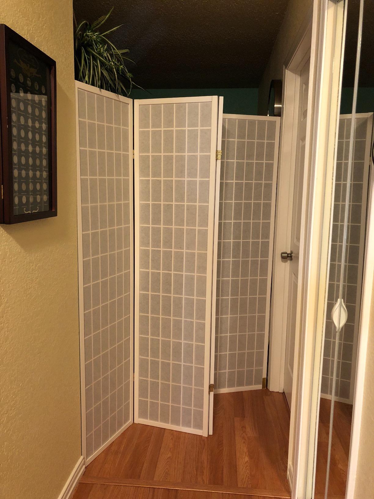 Legacy Decor 6-Panel Shoji Room Divider, Cherry, 105 in W x 71 in H | Real Wood Grid, Translucent Privacy Panels, Folding Screen, Japanese Style, Indoor Freestanding Divider customer photo 1
