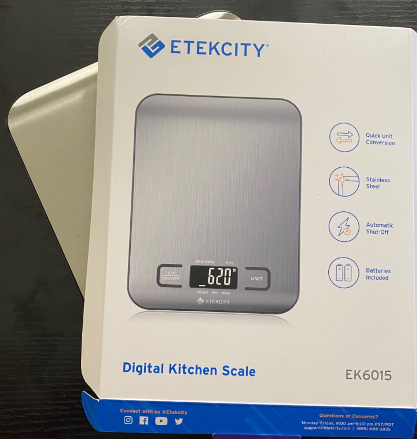 Etekcity Food Kitchen Scale, Digital Grams and Ounces, 11lb, Tare function, ideal for baking, weight loss, keto, meal prep, packages, liquids and jewelry, 304 Stainless Steel customer photo 2