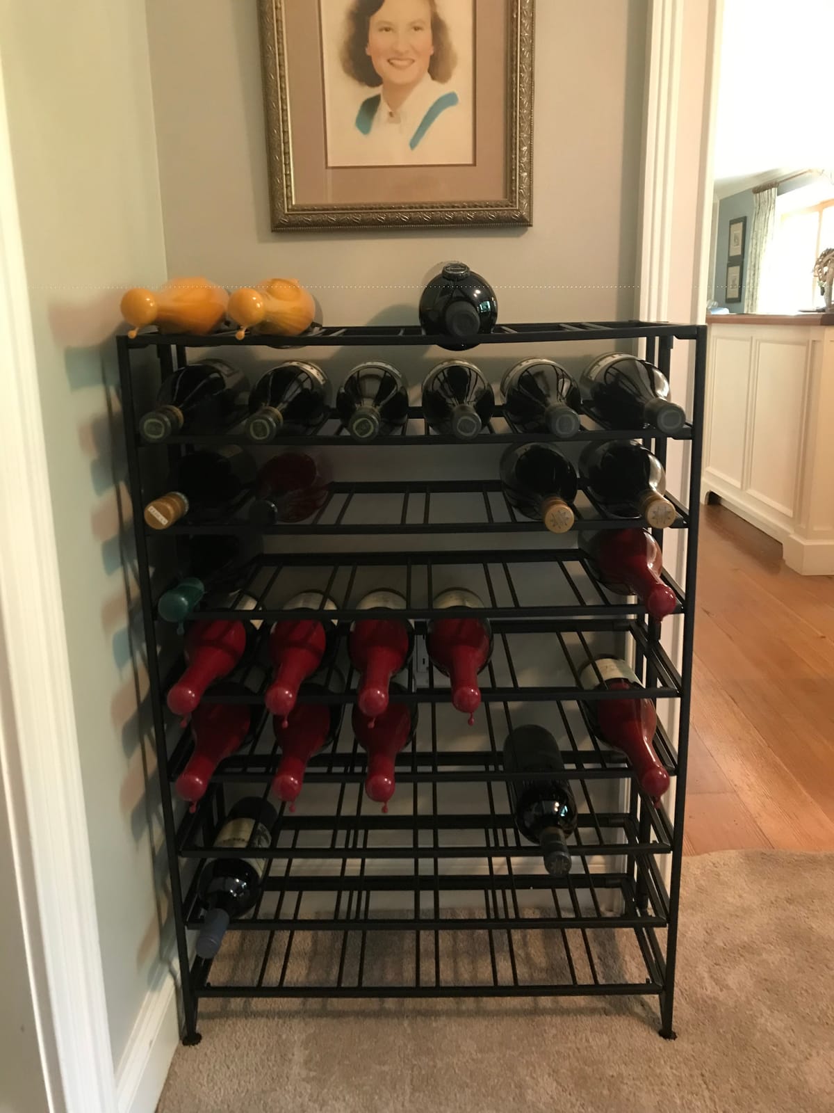MyGift 9 Tier Gray Metal Freestanding Wine Rack Holds 54 Bottles | No Assembly Required, Space-Saving Vertical Design, Secure Bottle Storage for Kitchen, Dining Room, Cellar & Home Bar Display customer photo 1