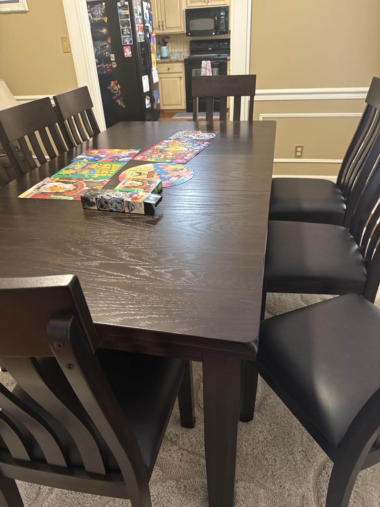 Signature Design by Ashley Haddigan Traditional Rectangular Dining Extension Table, Seats up to 8, Dark Brown customer photo 2
