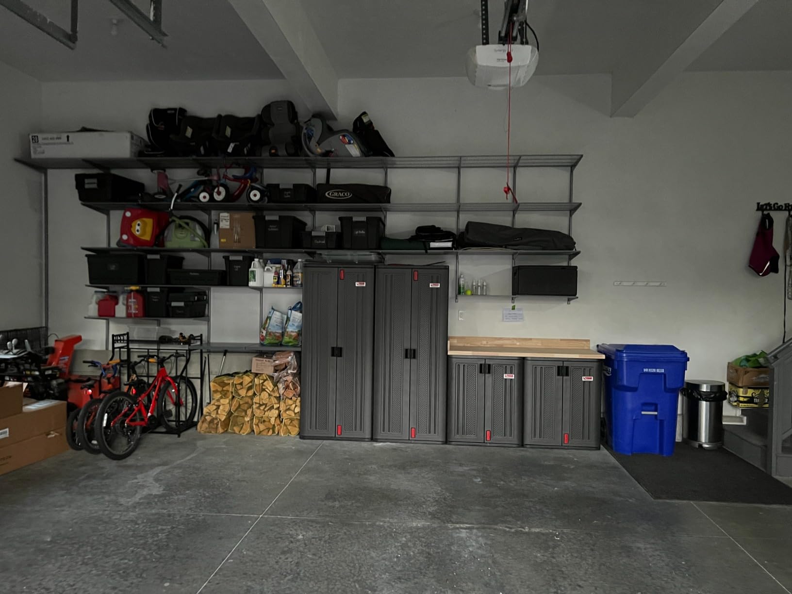 Suncast Heavy-Duty Resin Outdoor Storage Cabinet, 30 W x 20.25 D x 36 H Dark Grey Base Garage Storage Cabinet with Lockable Doors and Metal Reinforced Shelves, Made in the USA customer photo 2