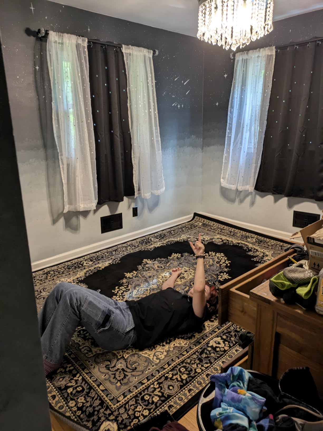 Unique Loom Reza Collection Traditional Persian Style Area Rug, 6 x 9 ft, Black/Beige customer photo 2