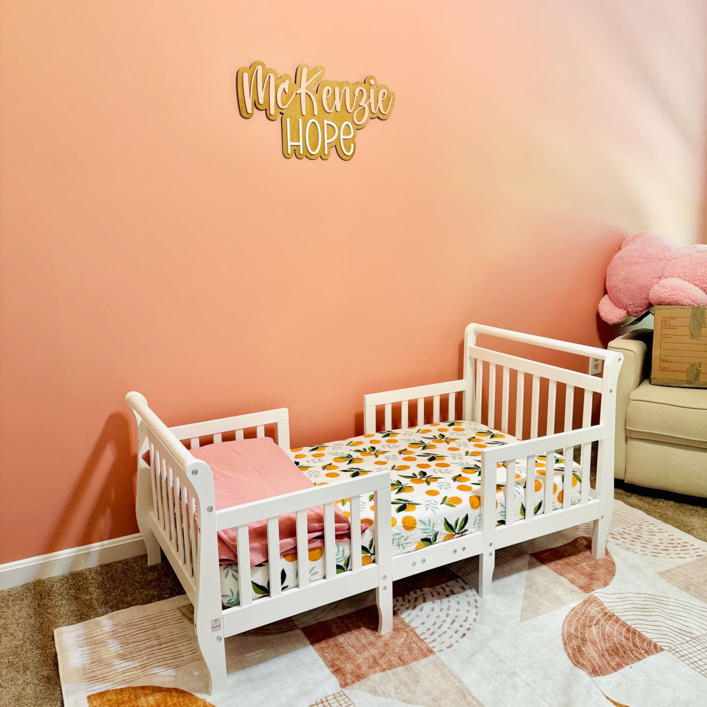 Dream On Me Emma 3-in-1 Toddler Bed with Rails, GREENGUARD Gold, White customer photo 2