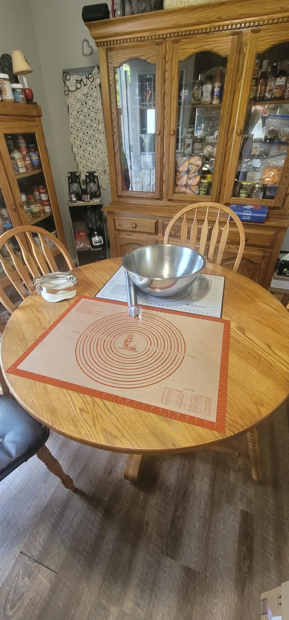 Non-slip Silicone Pastry Mat Extra Large Measurements 28''x 20'' Baking Mat | Silicone Baking Mat Counter Dough Rolling Oven Liner Fondant / Pie Crust Sourdough Bread Supplies - Folksy Super Kitchen Red customer photo 2