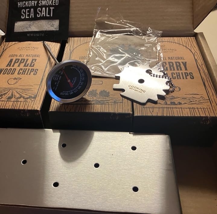 Grilling Accessories BBQ Smoker Box Grill Kit - Stainless Steel Smoke Box | 8-Piece BBQ Smoking Set, 304 Stainless Steel, Meat Thermometer, Grate Scraper, Recipe Cards, Fathers Day Gifts, BBQ Lovers customer photo 2