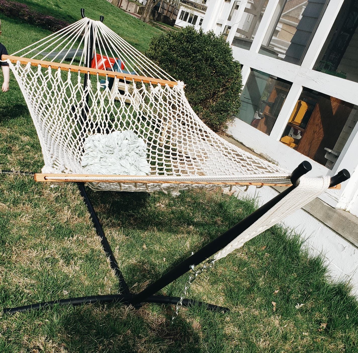 FDW Portable Hammock Double Stand | No Hammock | Sturdy Steel Construction | 400lbs Max Load | Height Adjustable | Double Stand for Improved Stability | For Home, Balcony, Porch Swing, Beach customer photo 1