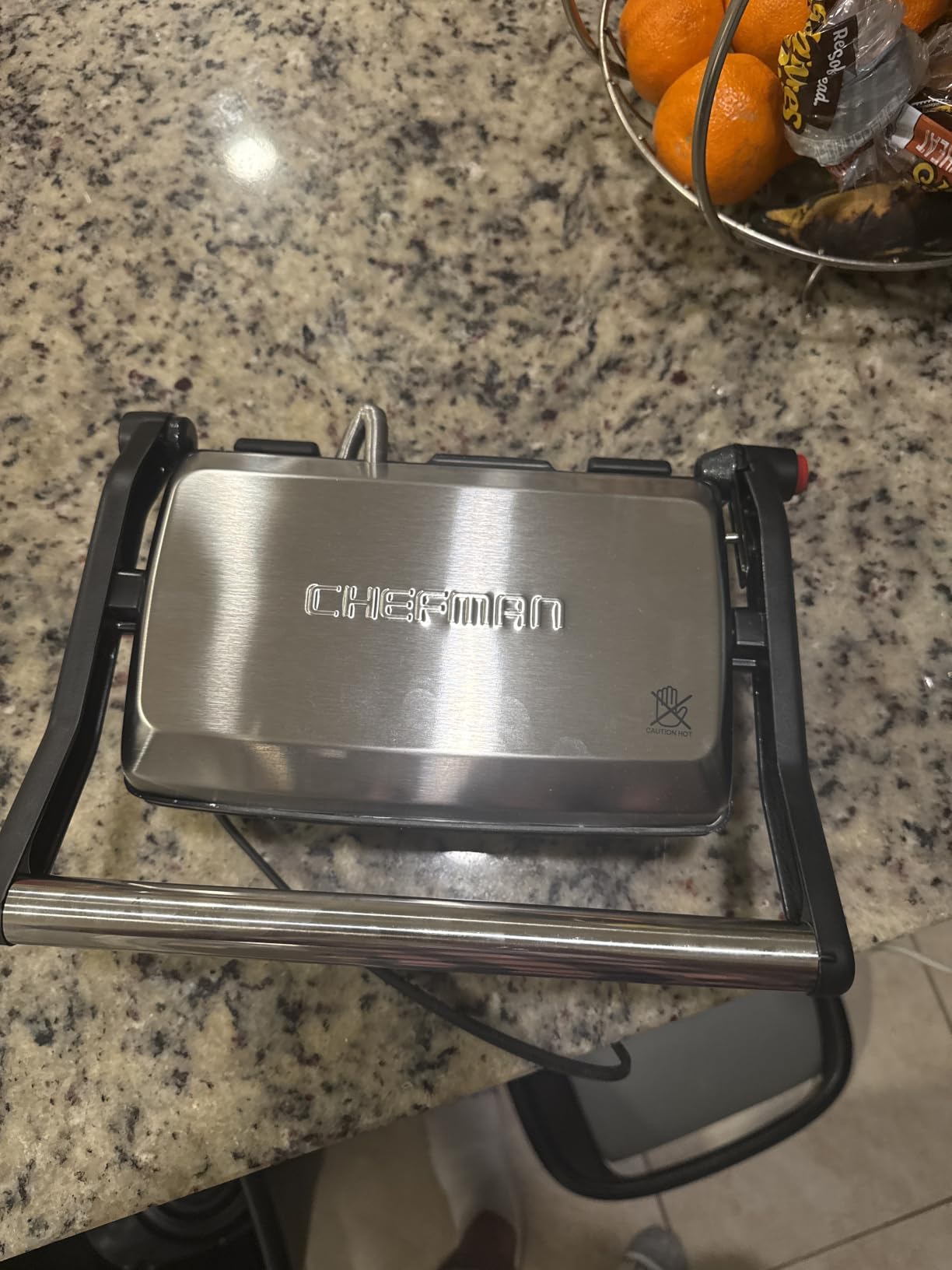 Chefman Electric Panini Press Grill, Compact 2-Slice Sandwich Maker, Non-Stick Coated Plates, Opens 180 Degrees, Dishwasher Safe, Removable Drip Tray, Stainless Steel/Black customer photo 2