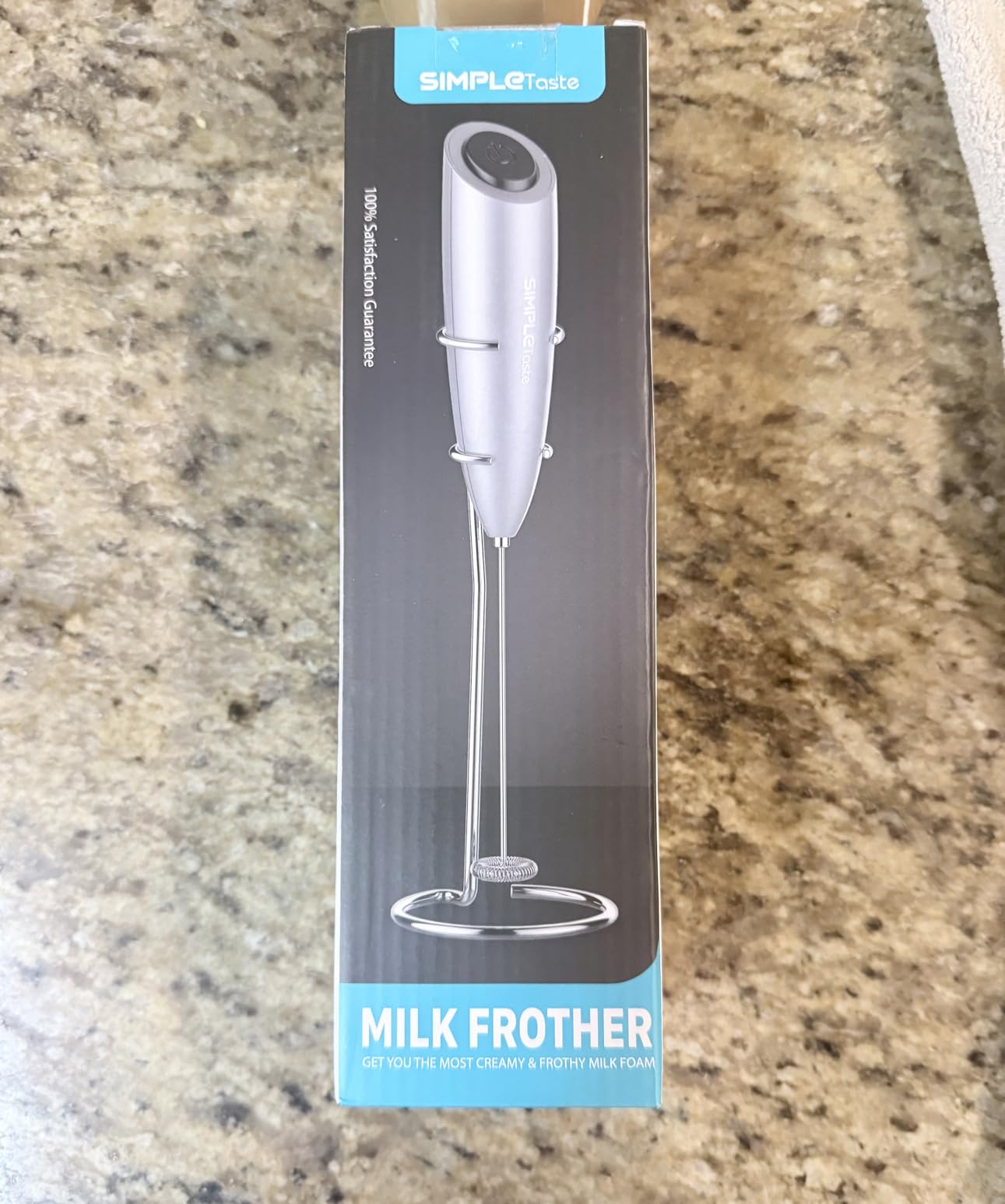 SIMPLETASTE Milk Frother Handheld Electric Foam Maker for Cappuccino, Bulletproof Coffee, Latte, Gray, with Stand customer photo 2