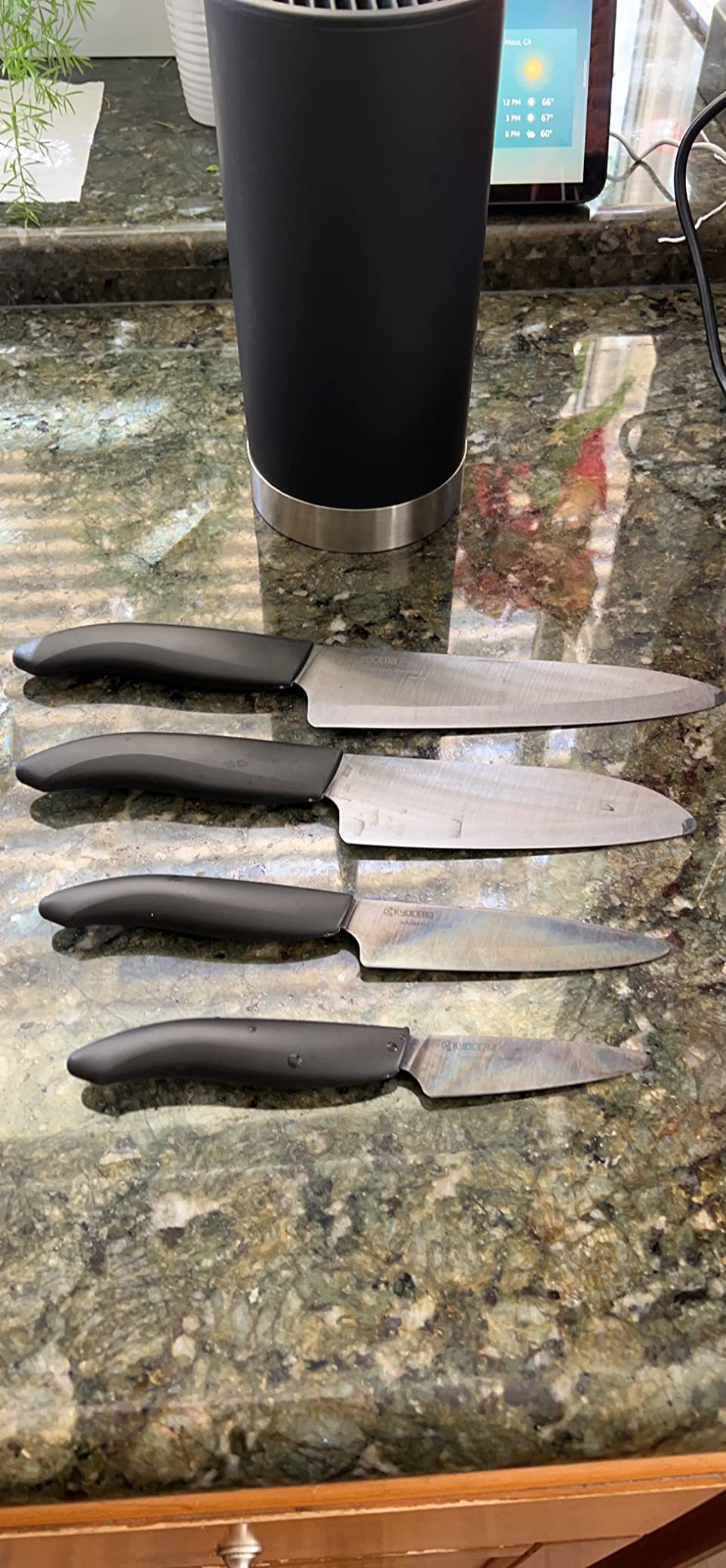KYOCERA Revolution 4-Pc Ceramic Knife Set: Chef's, Santoku, Utility & Paring | Made-In-Japan Non-Reactive Zirconia Blades, Lightweight Design Reduces Hand Fatigue, Will Not Cause Food Oxidation customer photo 2