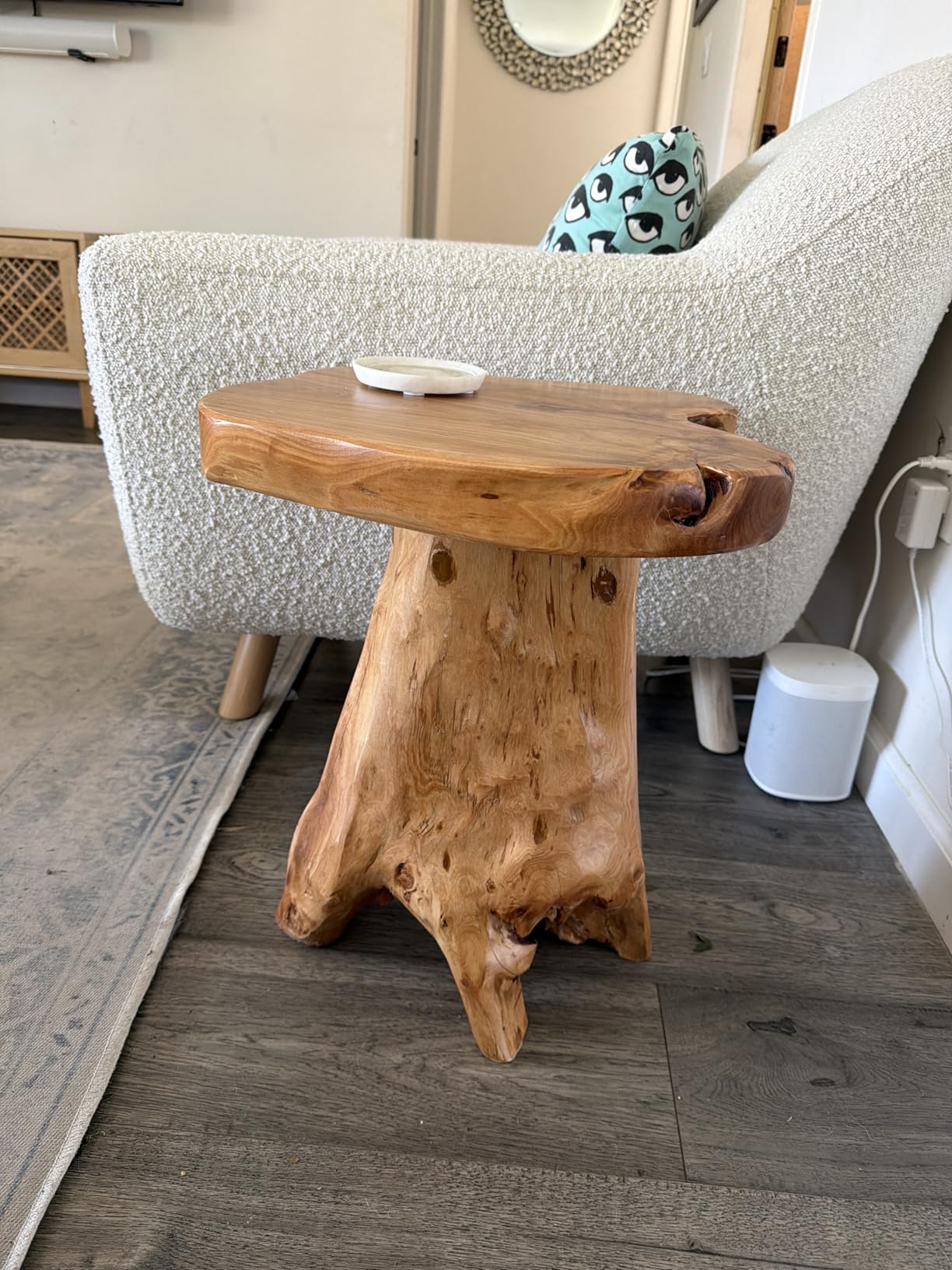 WELLAND Solid Wood Pedestal End Table, 19