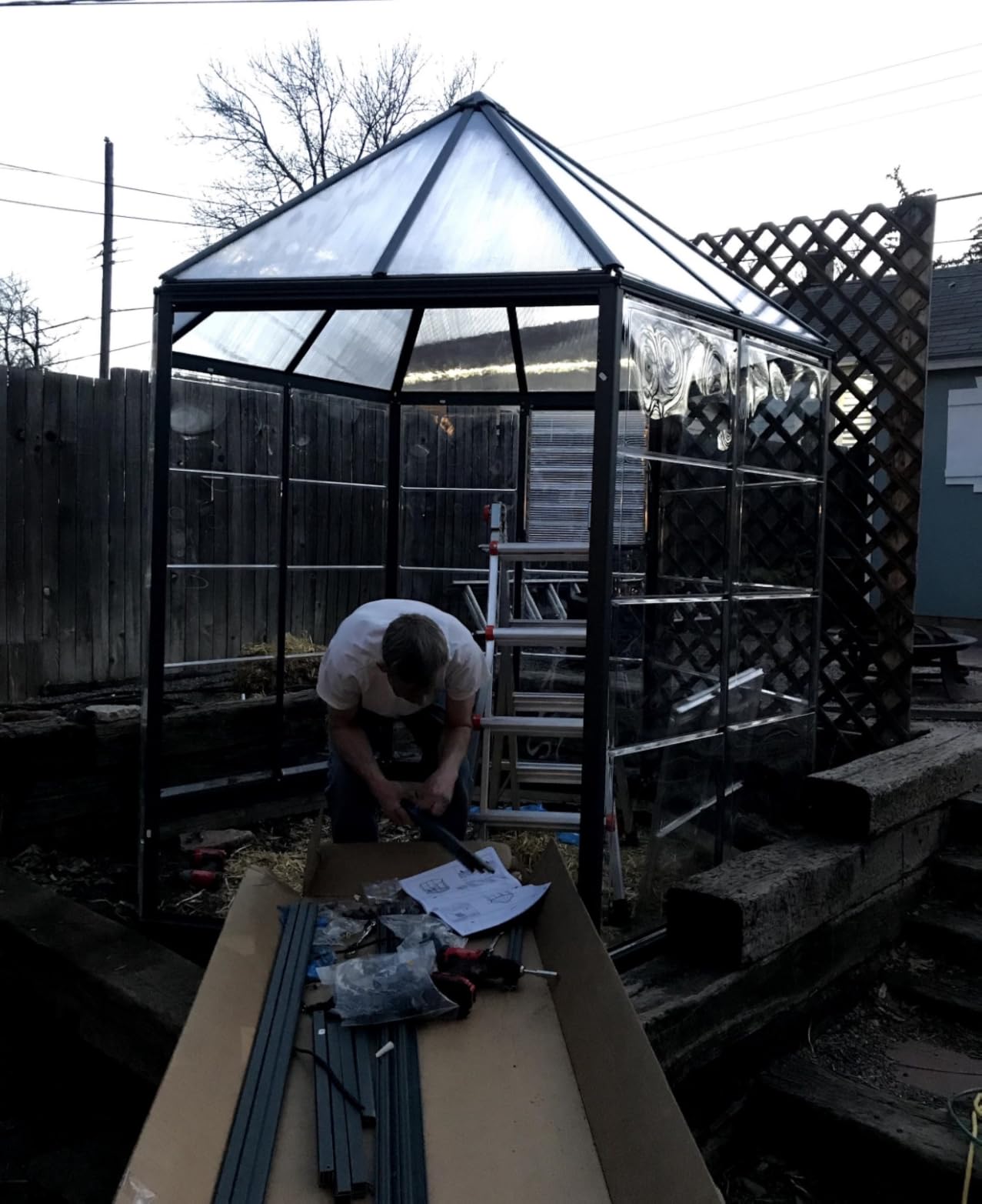 Palram - Canopia Oasis Hex 7' x 8' Polycarbonate Aluminum Greenhouse, Gray | Outdoor Backyard Home Garden Walk-In DIY Kit, Twin-Wall UV Protected, Heavy-Duty Aluminum Frame, Lockable Door, Roof Vent customer photo 2
