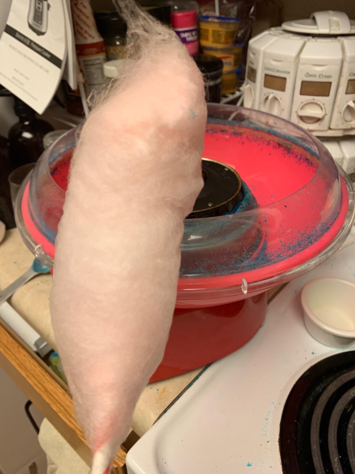 The Candery Cotton Candy Machine - Bright, Colorful Style- Makes Hard and Sugar Free Candy, Sugar Floss, Homemade Sweets for Birthday Parties - Includes 10 Cones & Scooper customer photo 1
