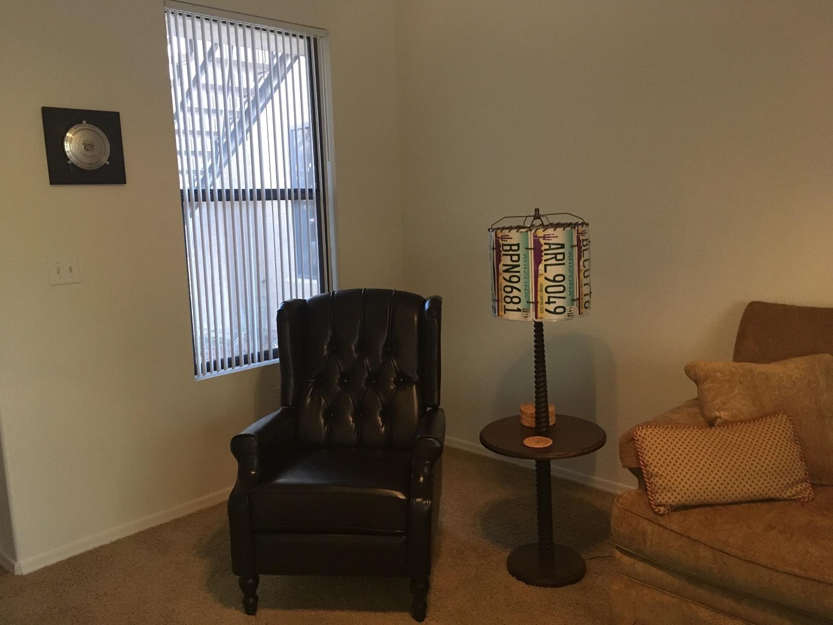 Christopher Knight Home GDFStudio Elizabeth Tufted Bonded Leather Recliner, Vintage Reclining Reading Armchair, 28.5D x 34.5W x 41H in, Brown customer photo 1