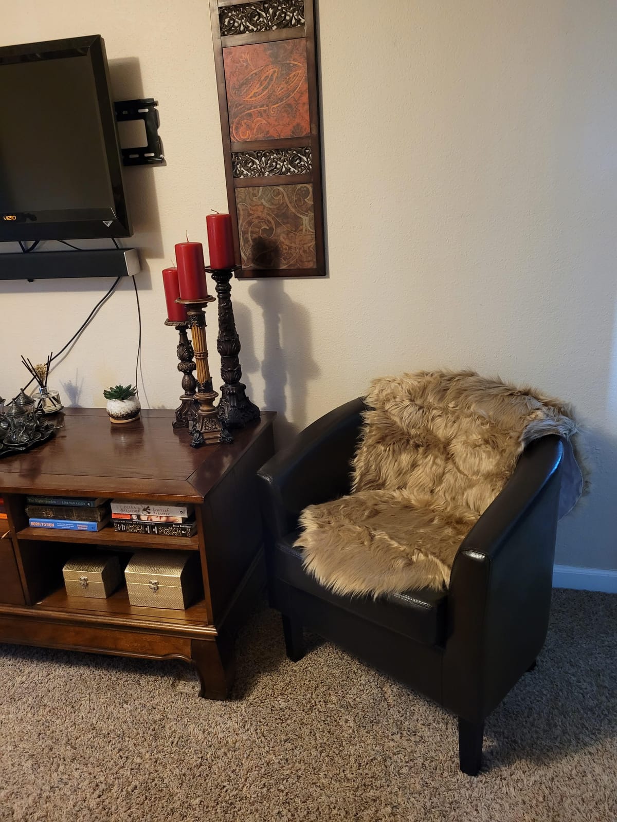 BELLEZE Accent Barrel Chair, Linen Round Chair Club Tub Sofa Corner Chair with Flared Legs and Cozy Soft Padding for Living Room Bedroom Waiting Room - Brown customer photo 1