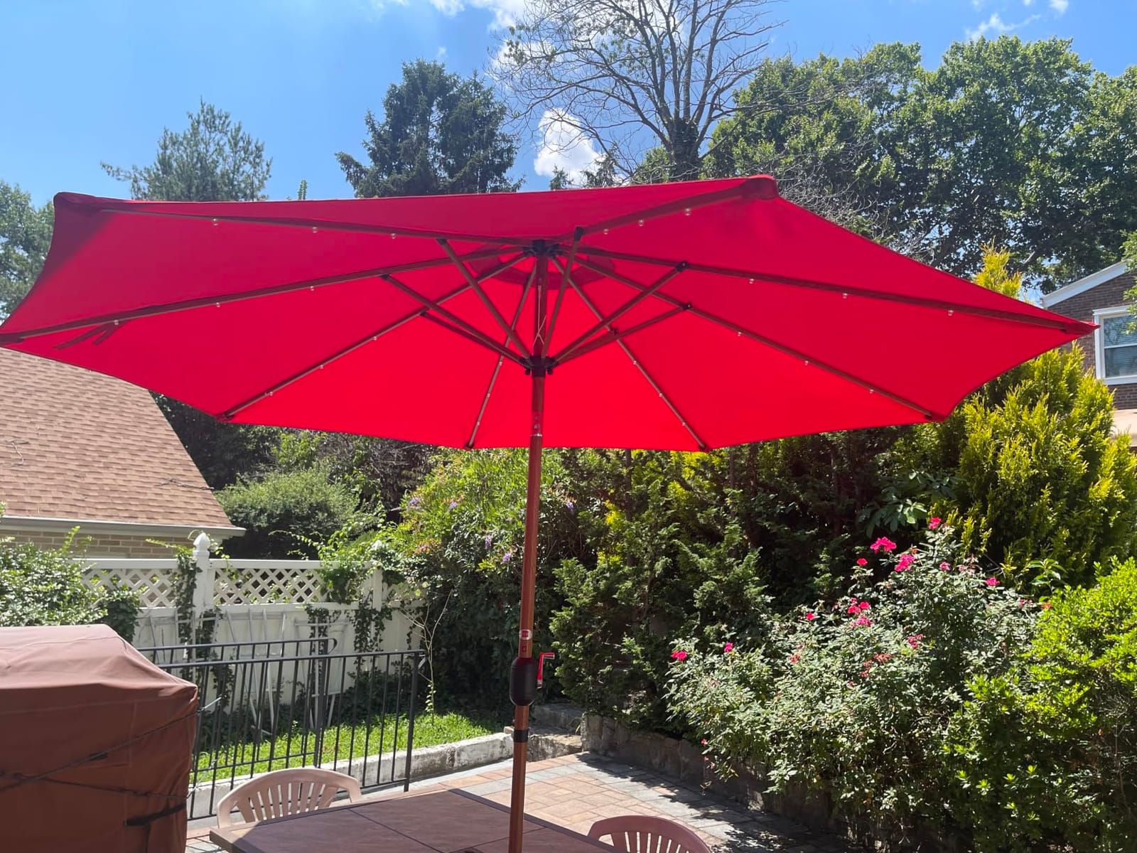 Best Choice Products 10ft Solar Polyester LED Lighted Patio Umbrella w/Tilt Adjustment and UV-Resistant Fabric - Tan customer photo 2