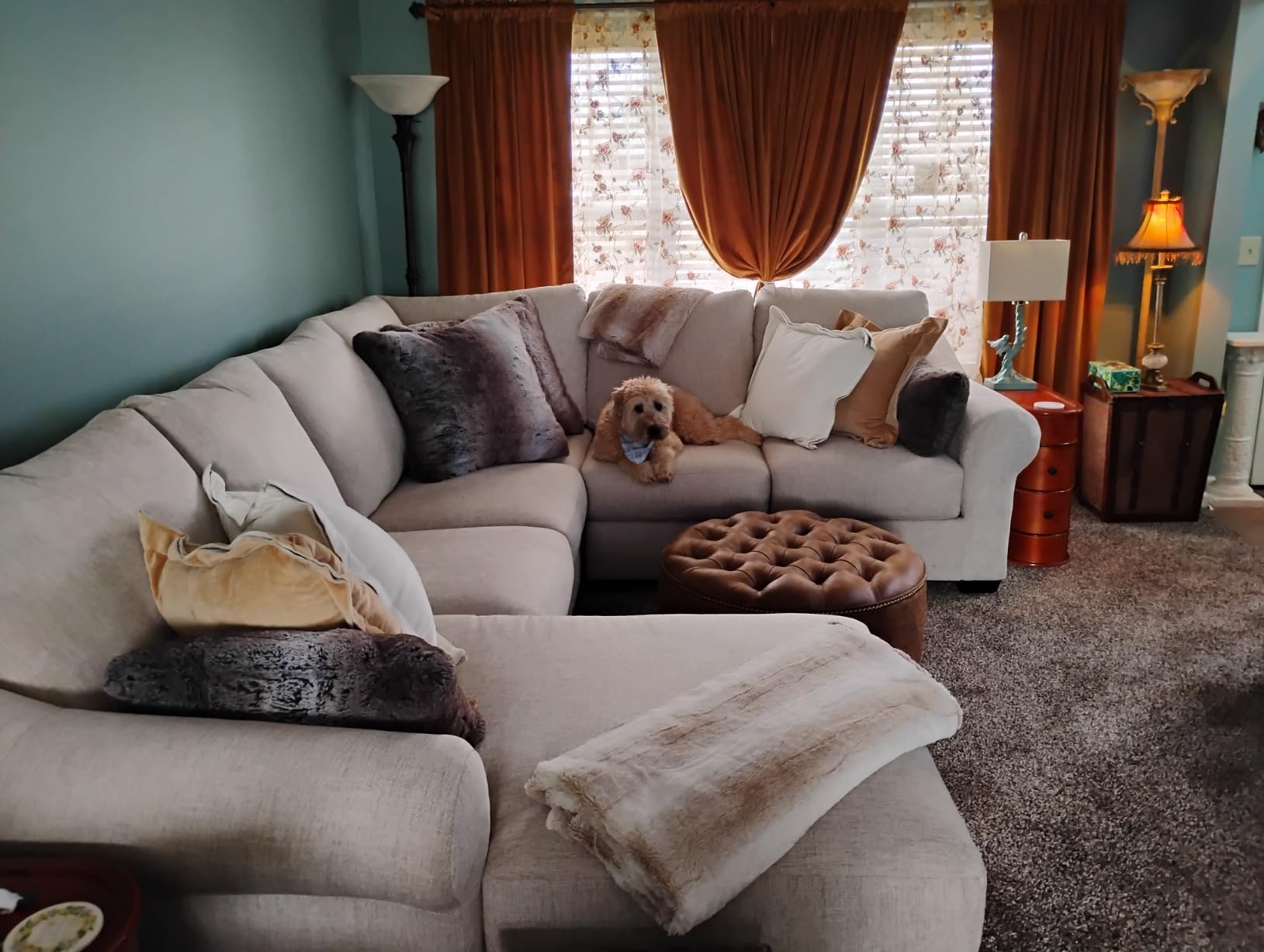 30 Inch Distressed Vegan Leather, Tufted Coffee Table Ottoman customer photo 2