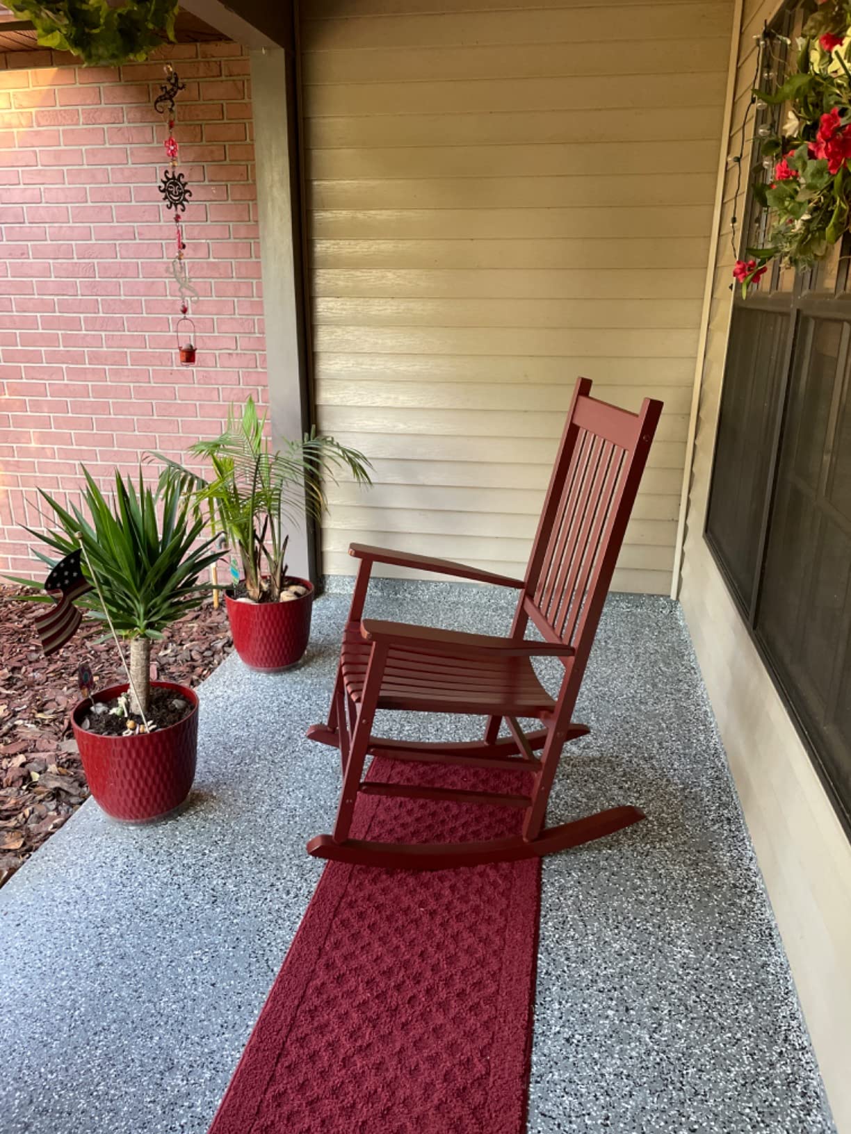 Outsunny Outdoor Rocking Chair, Patio Wooden Rocking Chair with Smooth Armrests, High Back for Garden, Balcony, Porch, Supports Up to 353 lbs, Black customer photo 2