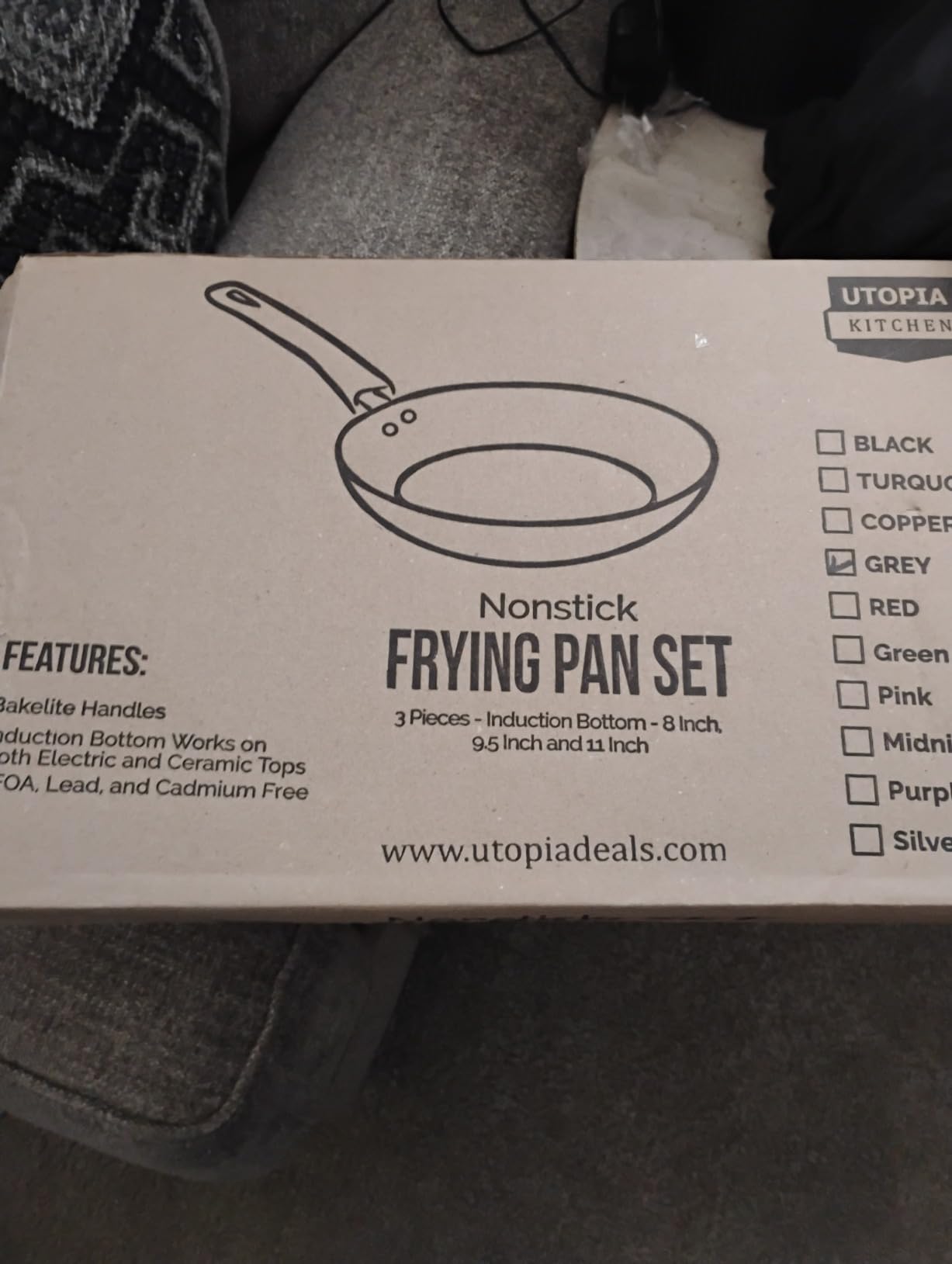 Utopia Kitchen Nonstick Frying Pan Set 3 Piece 8 9.5 11 Inch PFOA Free Grey | Induction Bottom, Cookware, Heat Resistant, Bakelite Handle customer photo 1