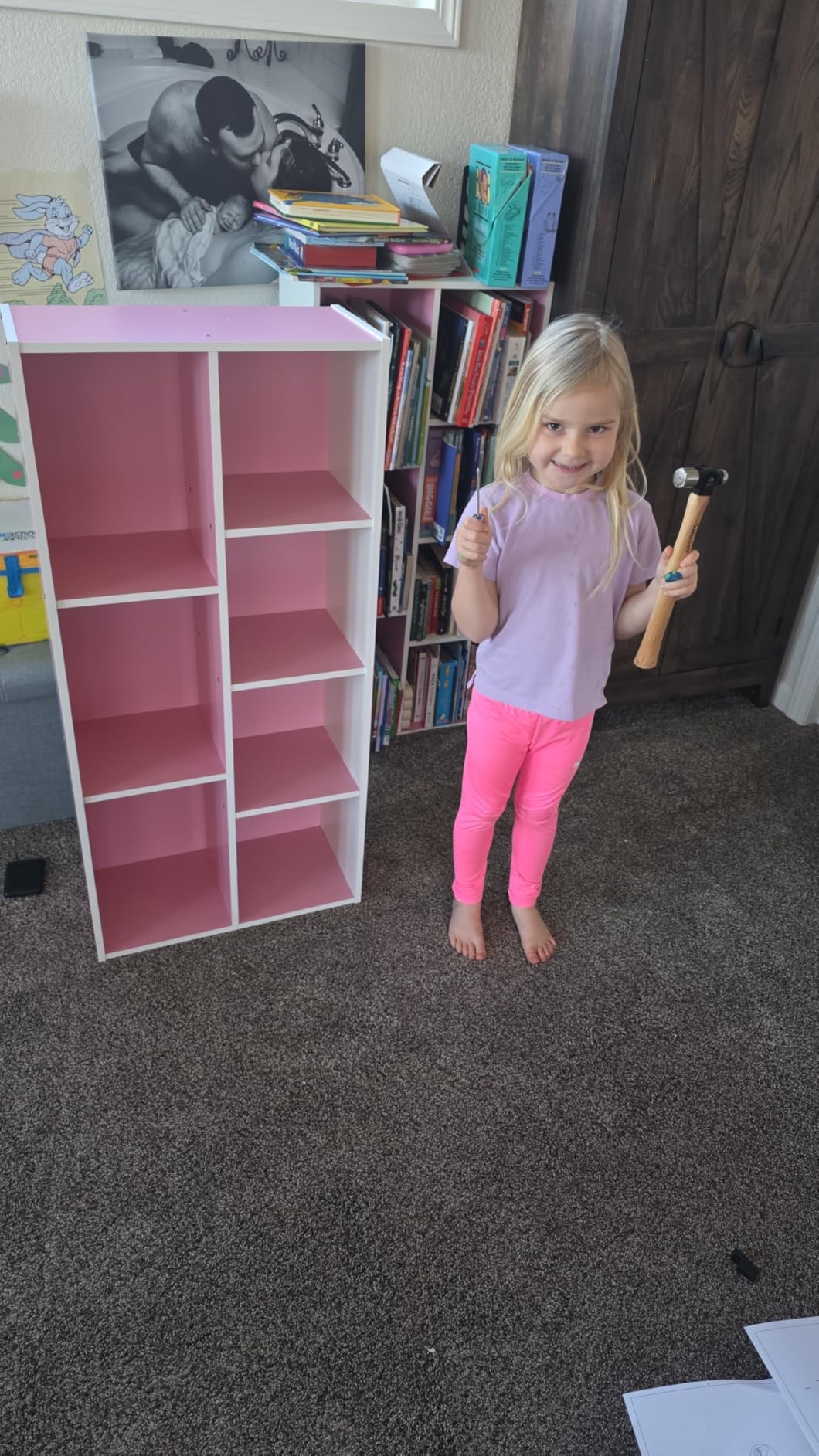 Furinno LUDER Book Shelf, 7-Cube Bookshelf, Bookcase with Open Shelves, 9.4 x 19.5 x 41.7, Easy Assembly, for Living Room, Bedroom, Home Office, White customer photo 2