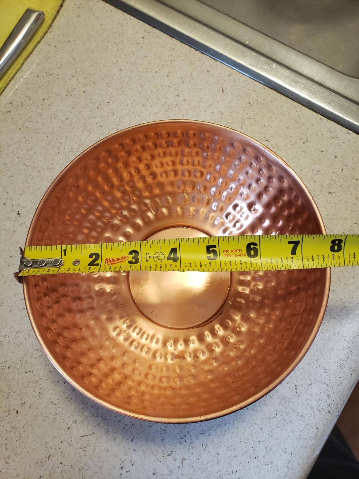 GoCraft Pure Copper Mixing Bowl with Hammered Finish for Salad, Egg Beating, Decorative & Kitchen Serving Purposes - 7.5
