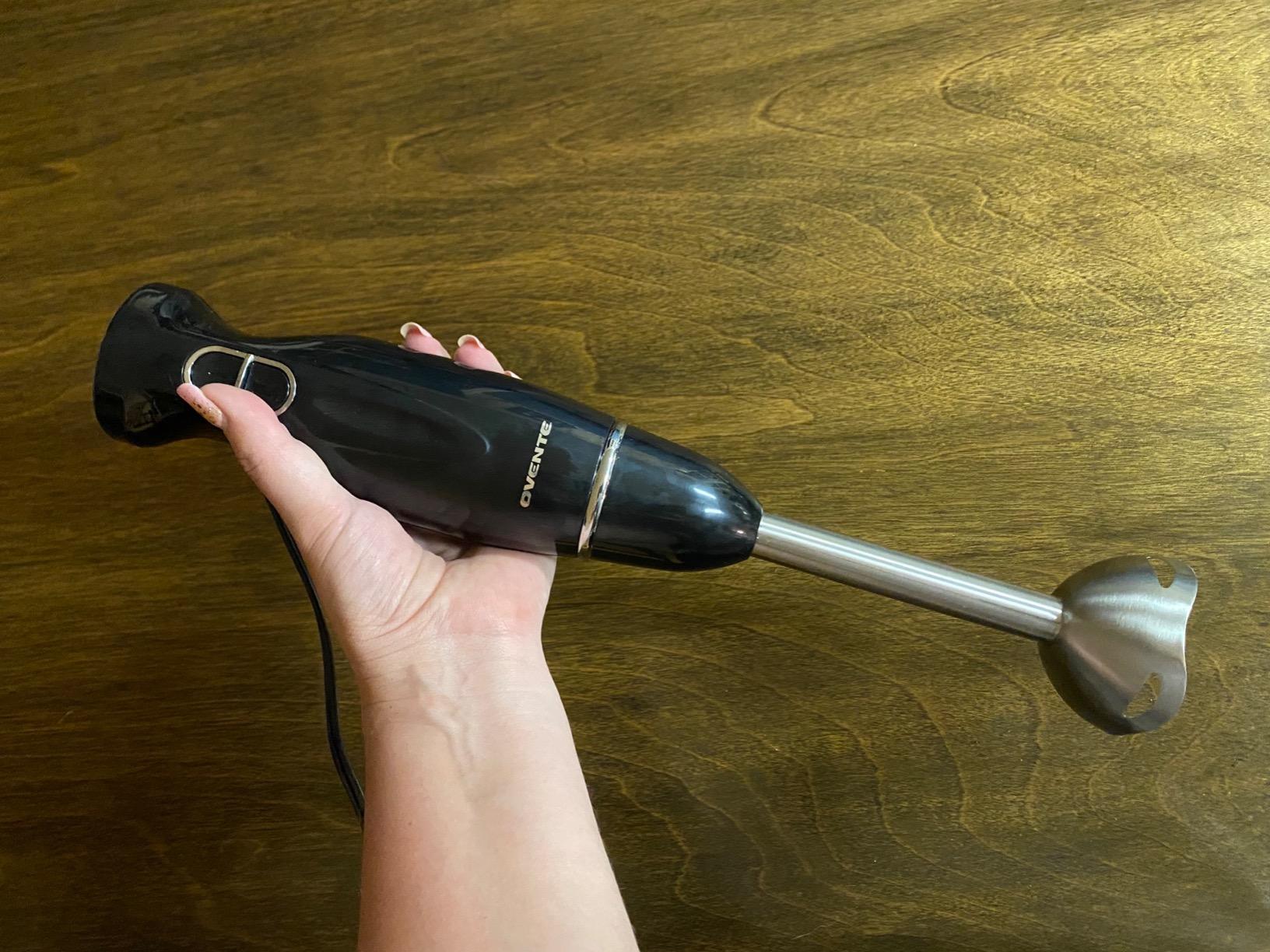 OVENTE Immersion Hand Blender, 300W Electric Handheld Stick Mixer with 2 Mixing Speeds and Stainless Steel Blades for Smoothies, Purees & Baby Food, Black HS560B customer photo 1