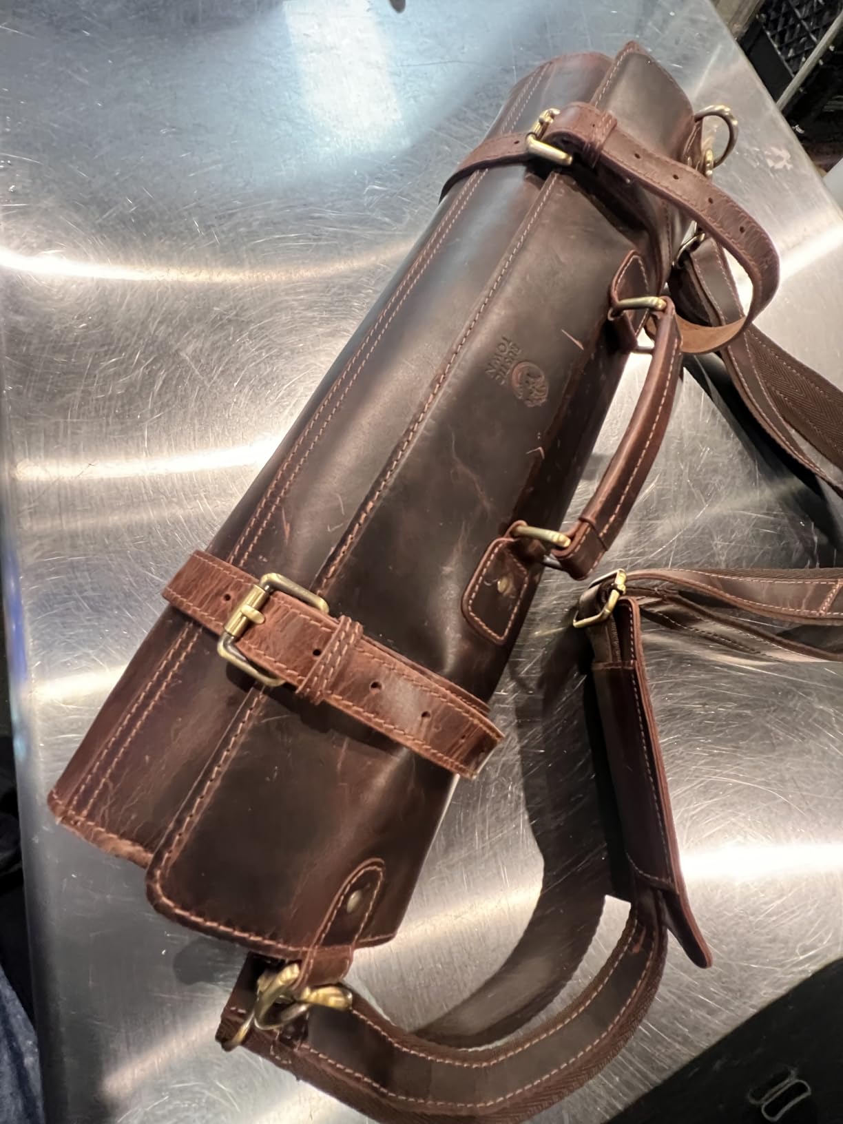 Rustic Town Genuine Leather Chef Knife Roll All Purpose Chef Roll | Full-Grain Leather Travel Chef Case; Detachable Adjustable Shoulder Strap; Easy-Carry Handle; Brass Hardware; Gifts for Chef customer photo 2