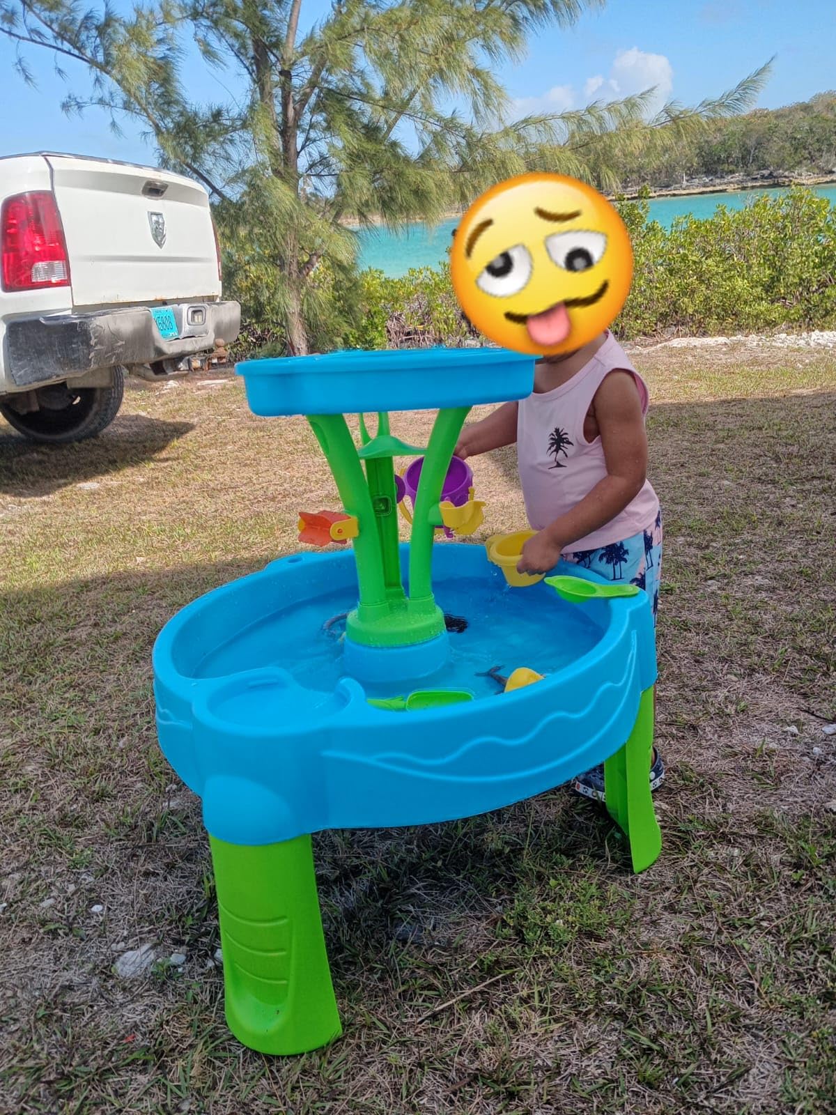 Step2 Summer Showers Splash Tower Water Table for Kids, Outdoor Kids Water Sensory Table, Ages 1.5+ Years Old, 8 Piece Water Toy Accessories, Blue & Green customer photo 1