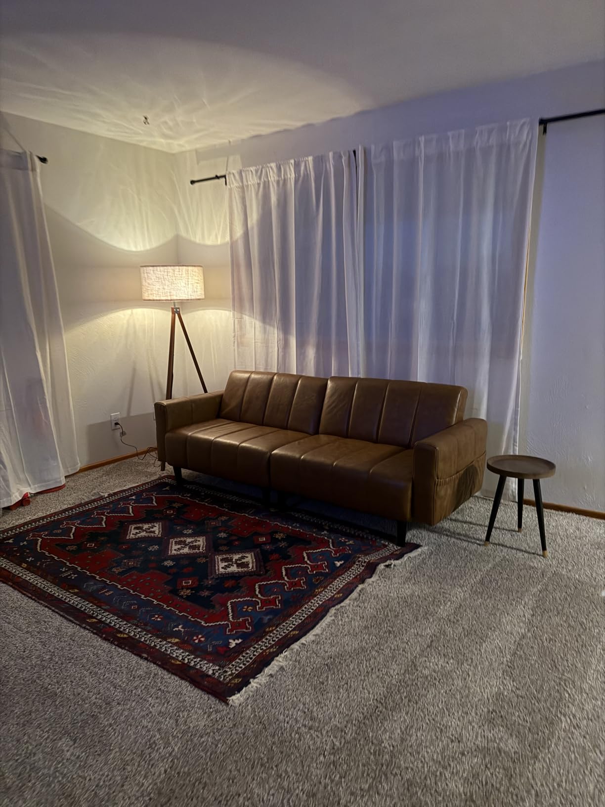 LEPOWER Tripod Floor Lamp Mid Century Modern Standing Lamps for Living Room | Light-Diffusing Linen Shade, Premium Rubberwood Tripod with E26 Base, Adding Warmth to Bedroom, Office & Study Corner Brown customer photo 1