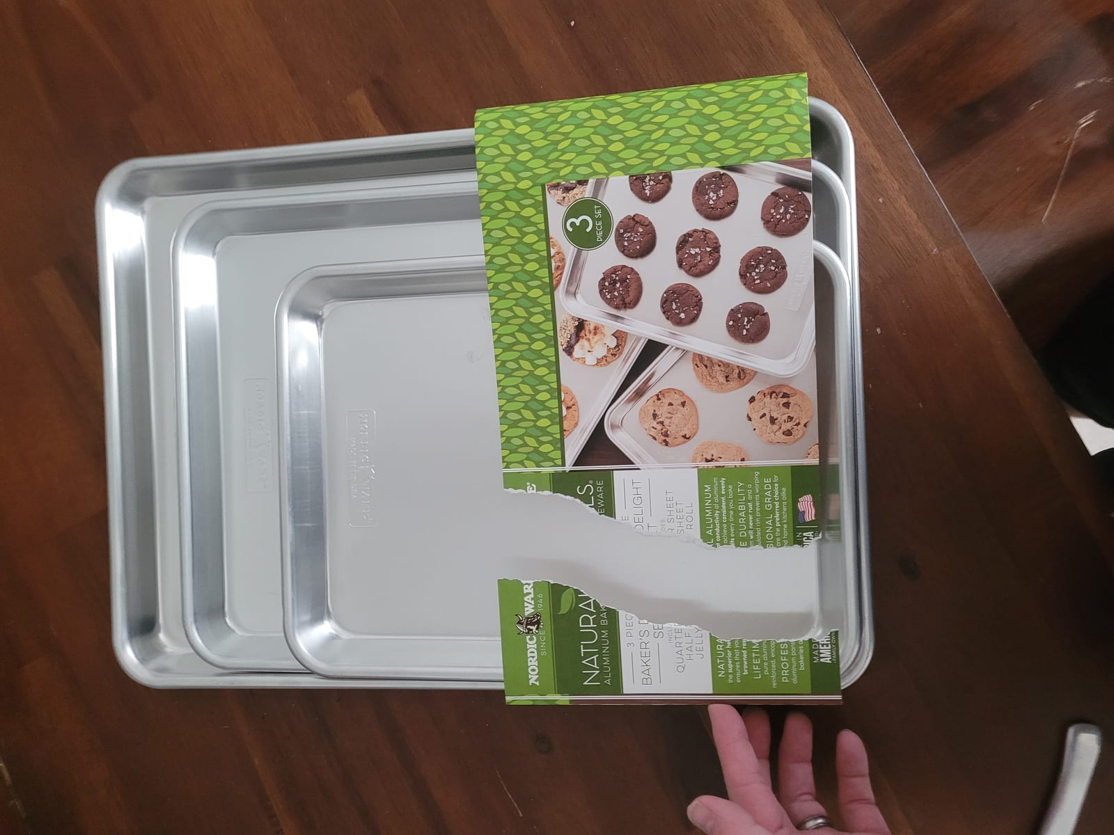 Nordic Ware Naturals 3 Piece Set - USA Made Aluminum Commercial Quality Sheet Pan for Baking or Roasting, Encapsulated Galvanized Steel Rim Prevents Warping; Half Sheet, Jelly Roll and Quarter Sheet customer photo 1
