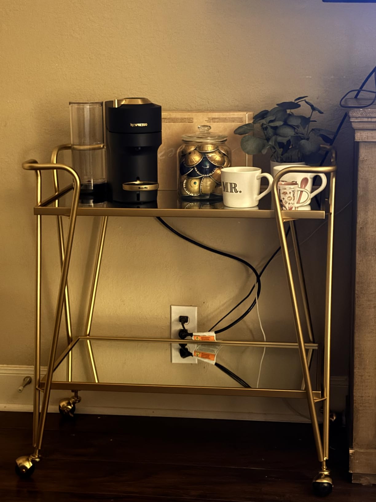 Linon Gina Mid-Century Bar Cart, Gold customer photo 2