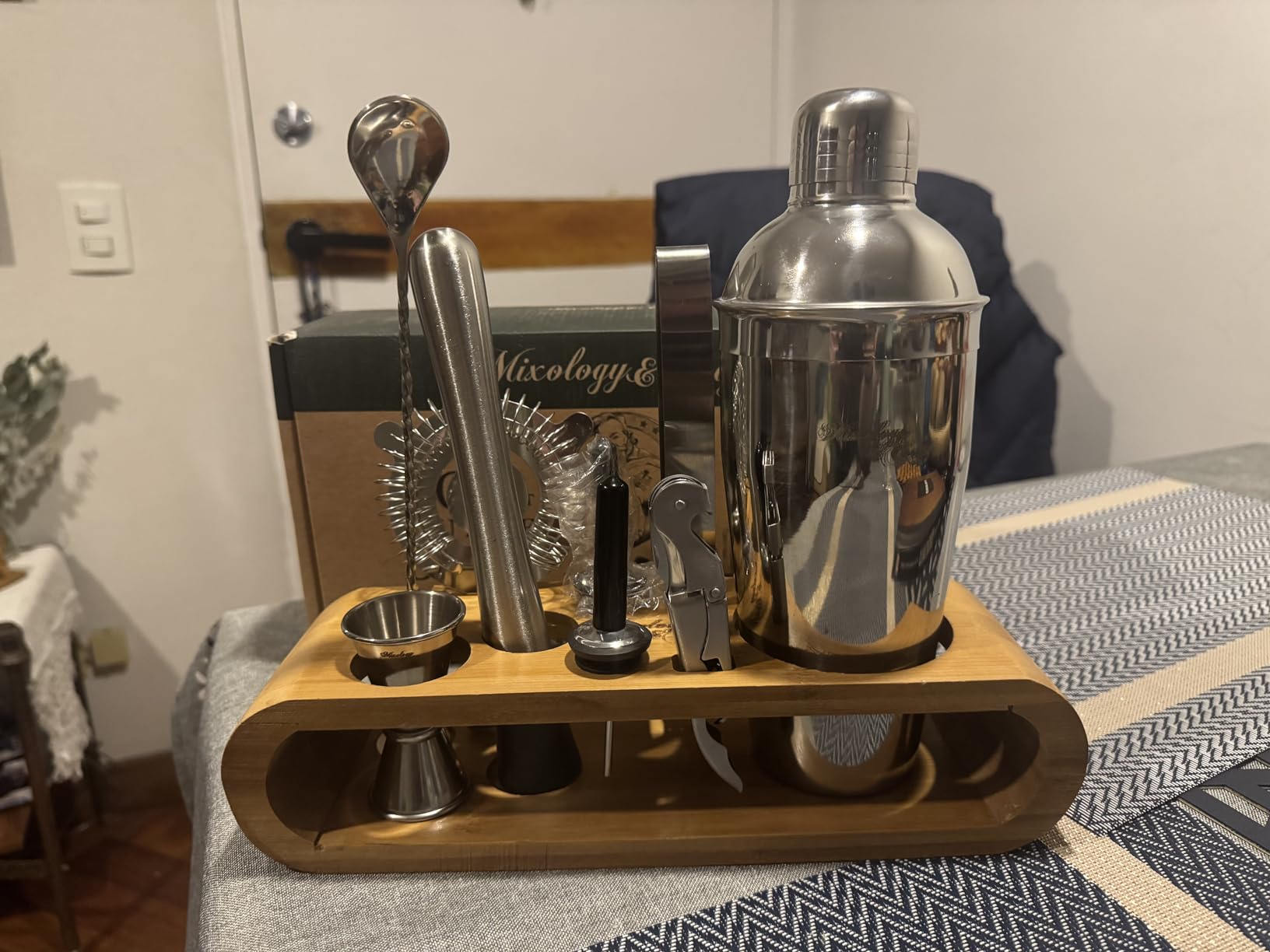 Mixology & Craft Cocktail Shaker Set: Complete Bartender Kit with Metal Stand and Bar Cart Accessories | Includes Exclusive Recipe Cards | Built to Last | Leak-Proof Design customer photo 1
