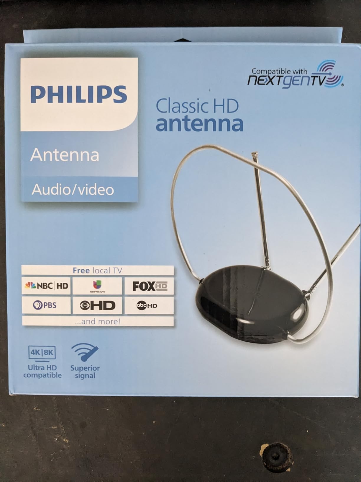 Philips Rabbit Ears Black Indoor TV Antenna, Dipole and Circular Loop | Tabletop Antenna, Digital, Smart TV Compatible, HDTV Antenna, 4K 1080P VHF UHF, 5Ft Coaxial Cable, SDV8201B/27 customer photo 1