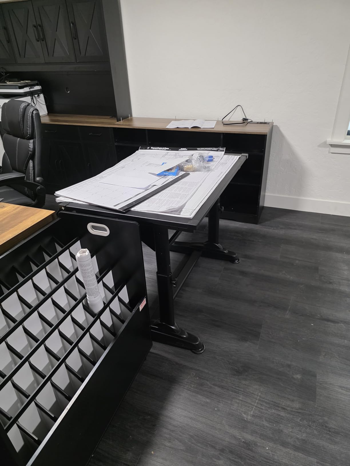 Stand Up Desk Store Adjustable Height and Angle Drafting Table Drawing Desk with Large Surface (Silver Frame/Birch Top, 40